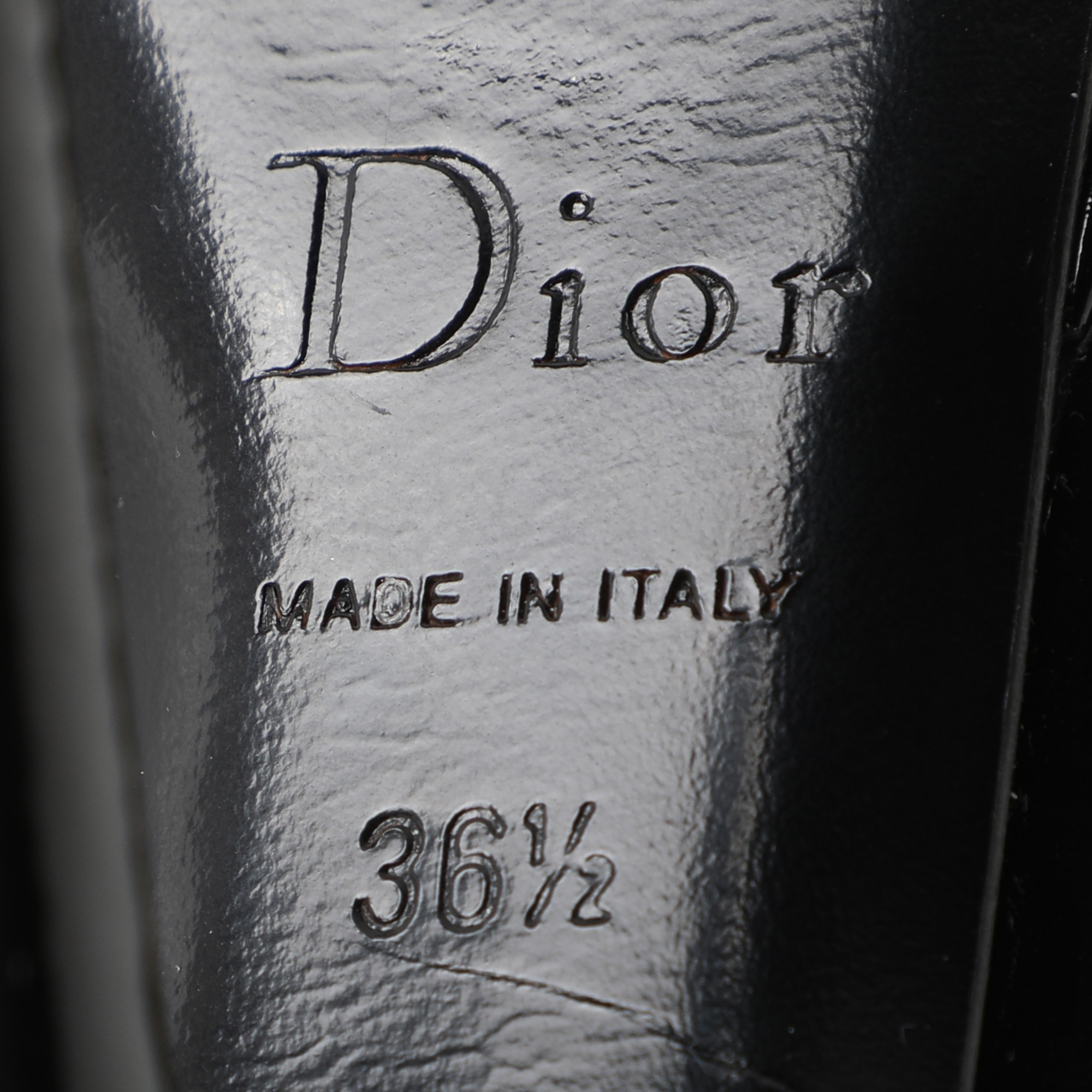 Dior Black Patent Leather Peep Toe Pumps Size 36.5 