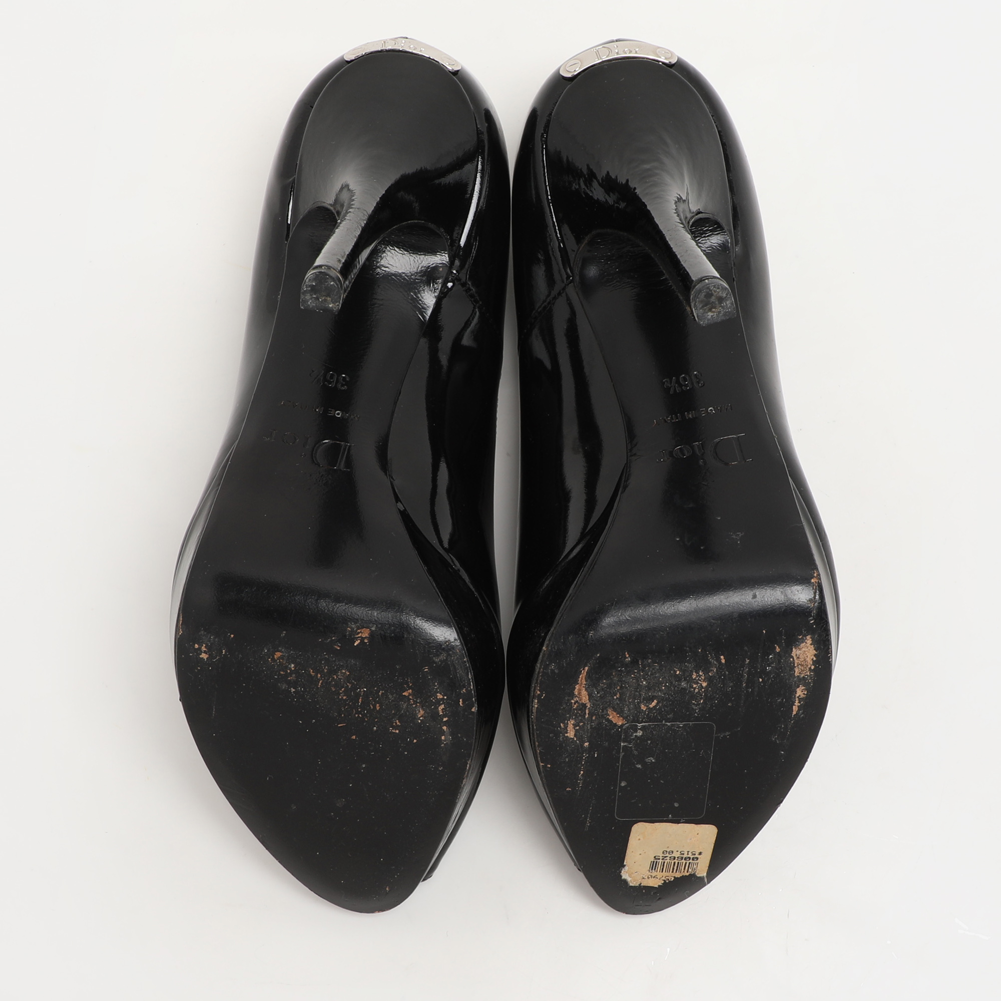 Dior Black Patent Leather Peep Toe Pumps Size 36.5 