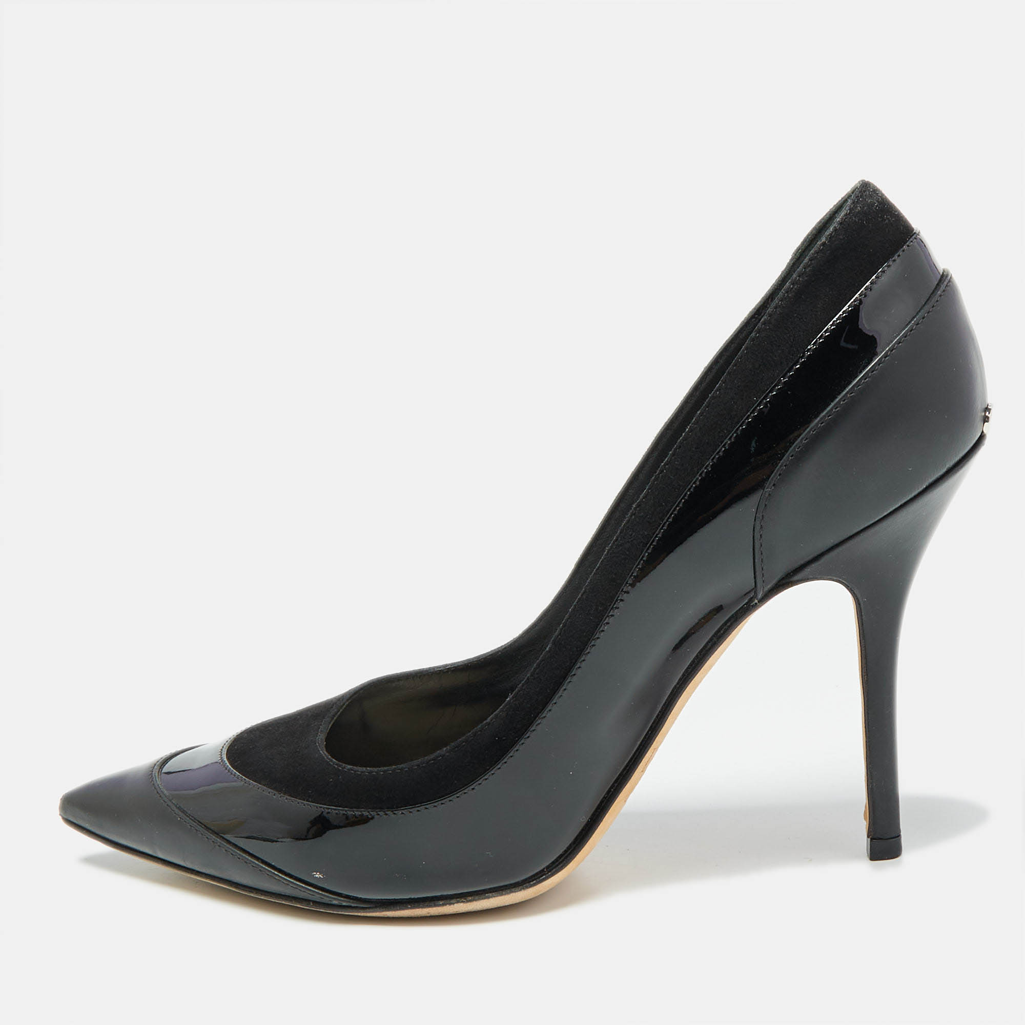 

Dior Black Patent Leather and Suede Pointed Toe Pumps Size