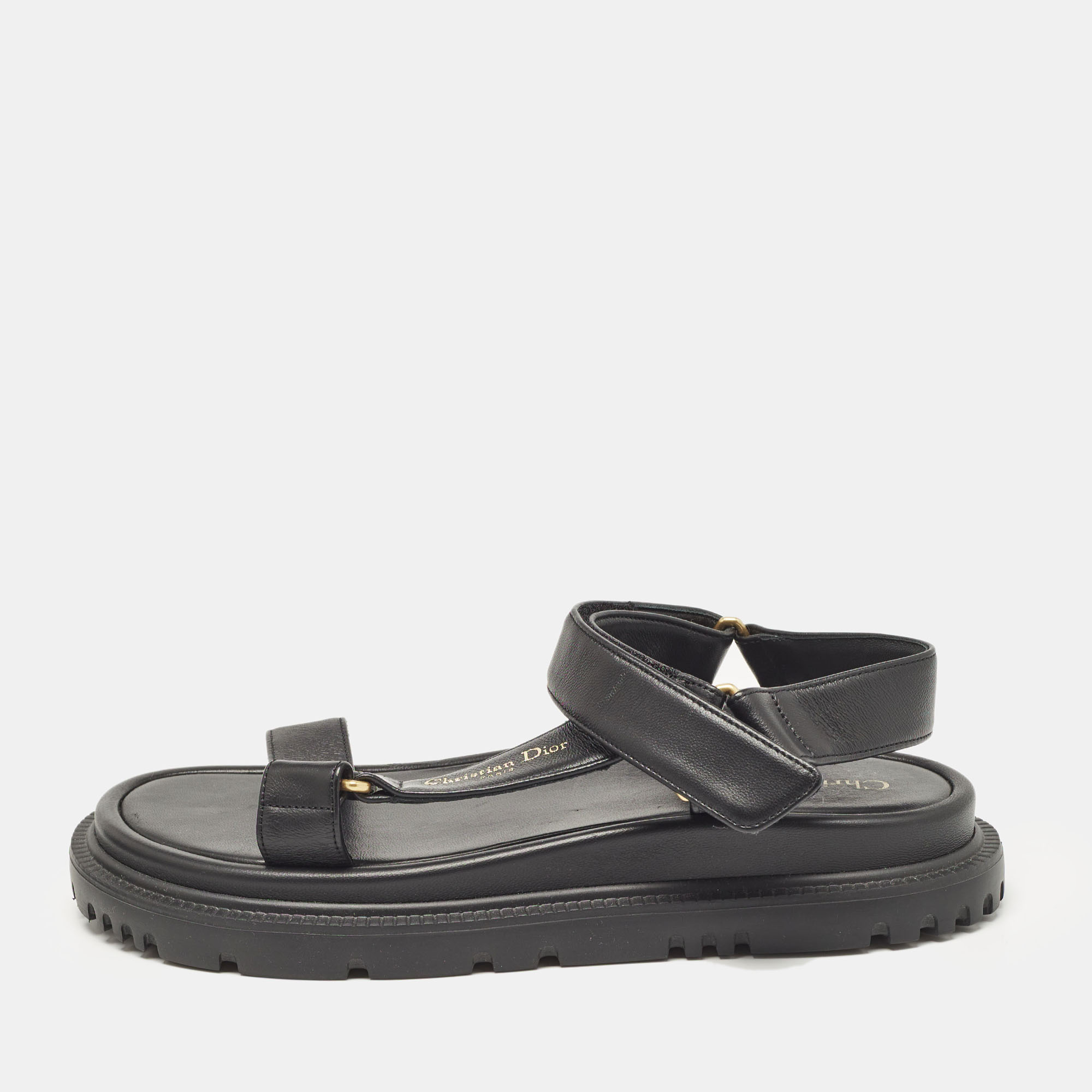 

Dior Black Leather D-Wave Ankle Strap Sandals Size