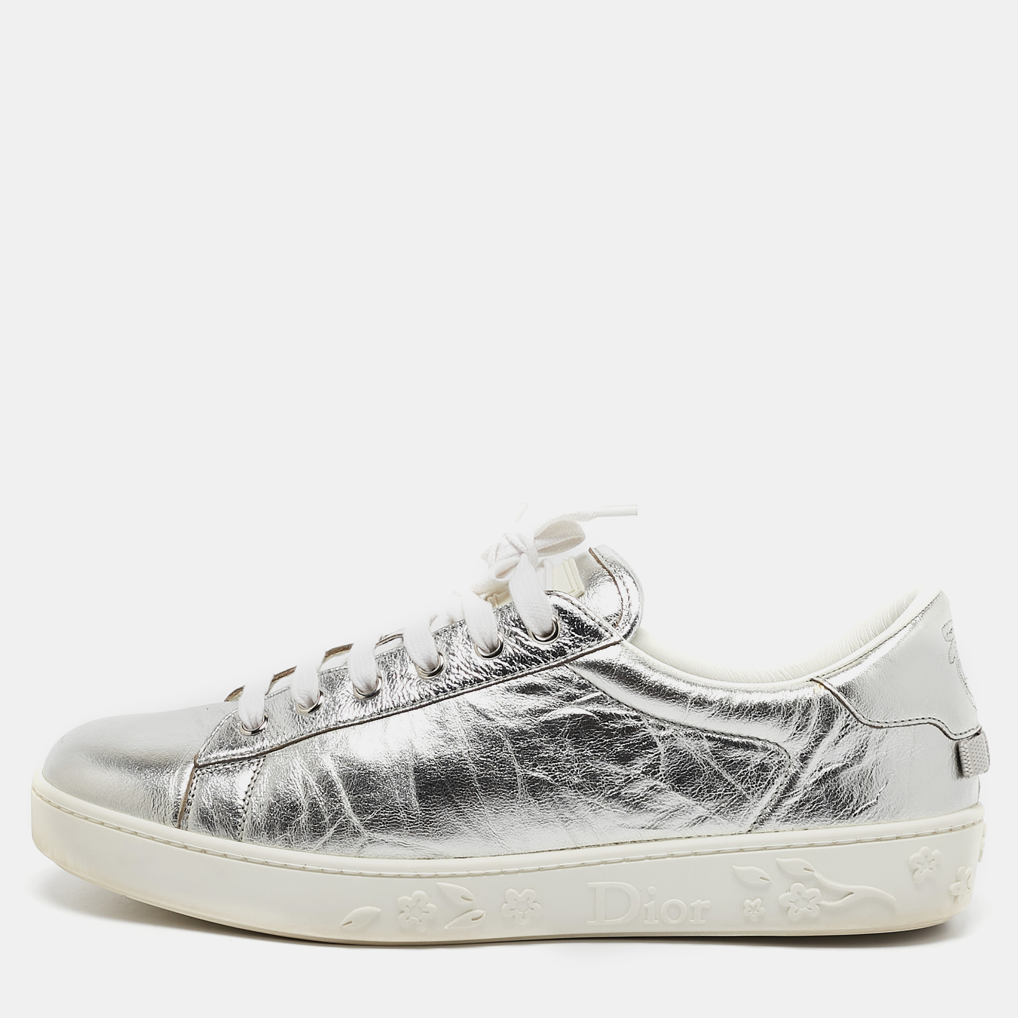 

Dior Silver Leather Lace Up Trainers Sneakers Size