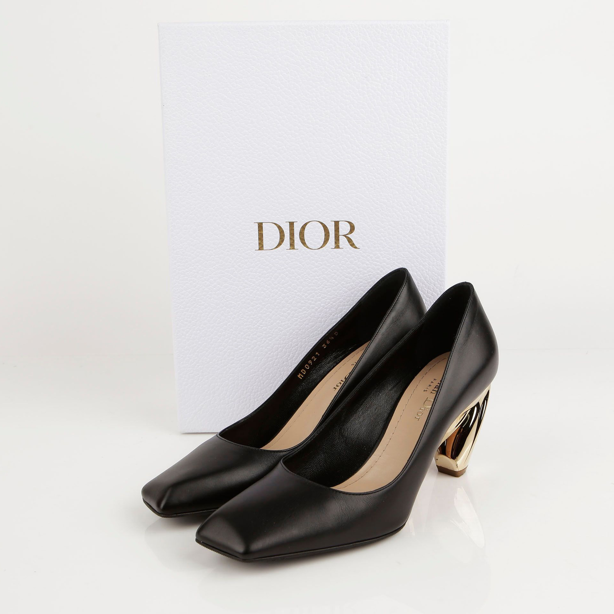 Dior Black Leather Gold Pumps Size 36.5 