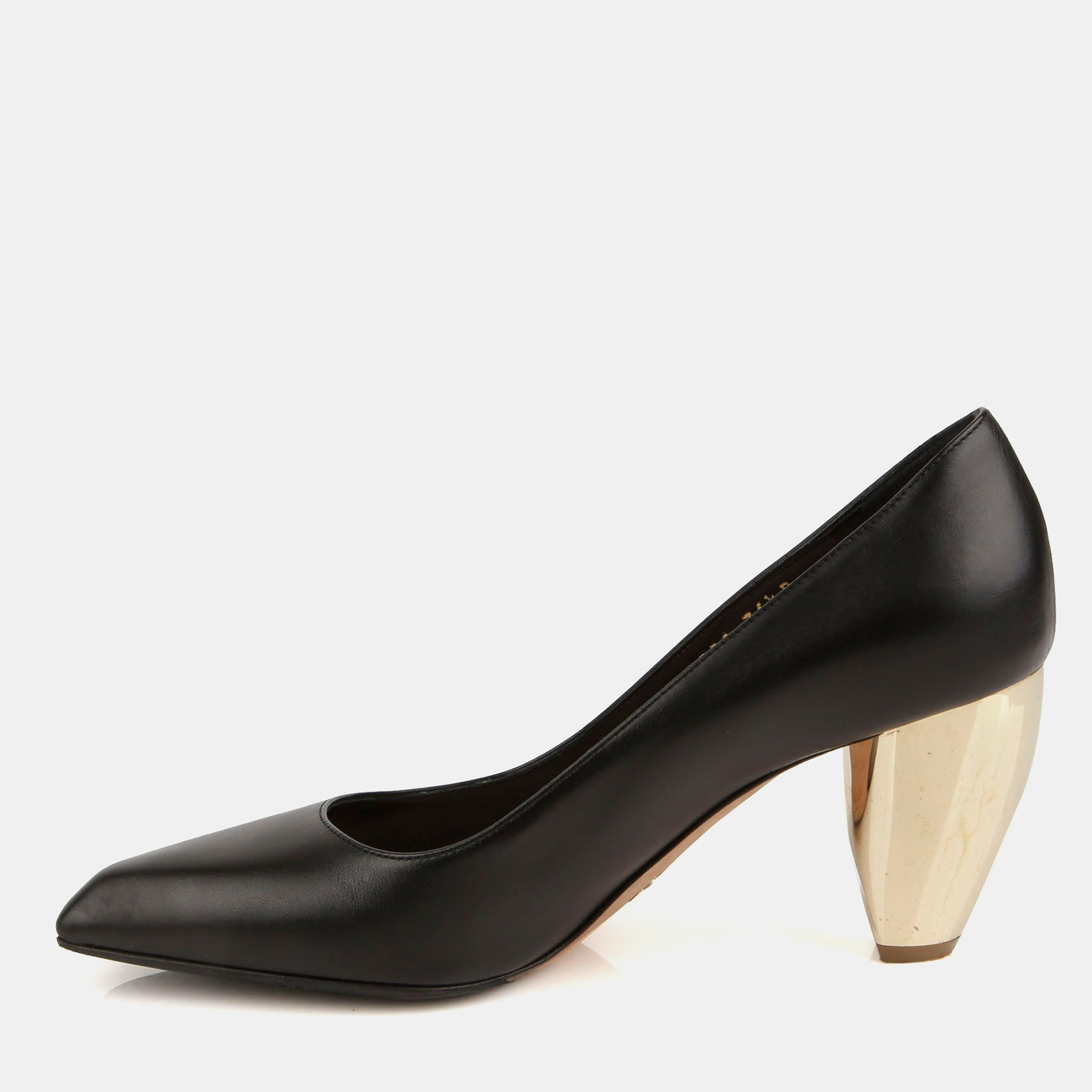 Dior Black Leather Gold Pumps Size 36.5 
