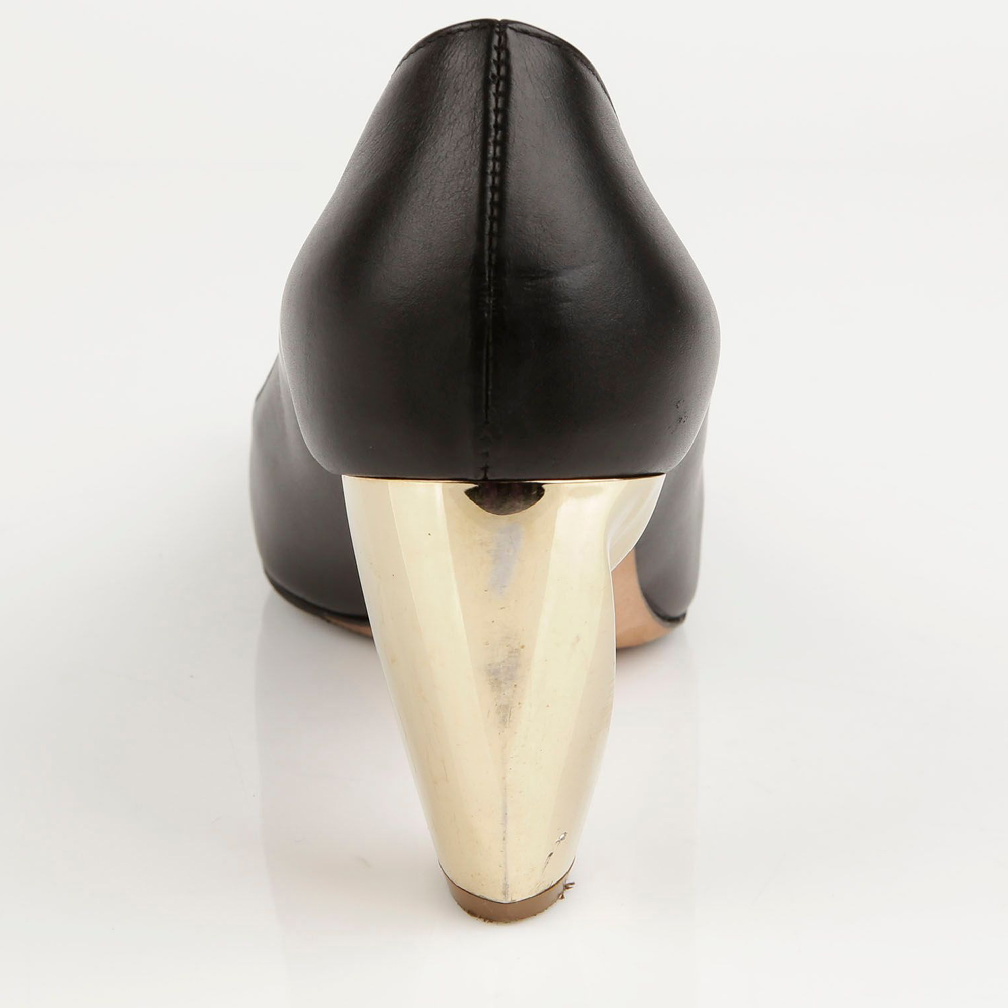 Dior Black Leather Gold Pumps Size 36.5 