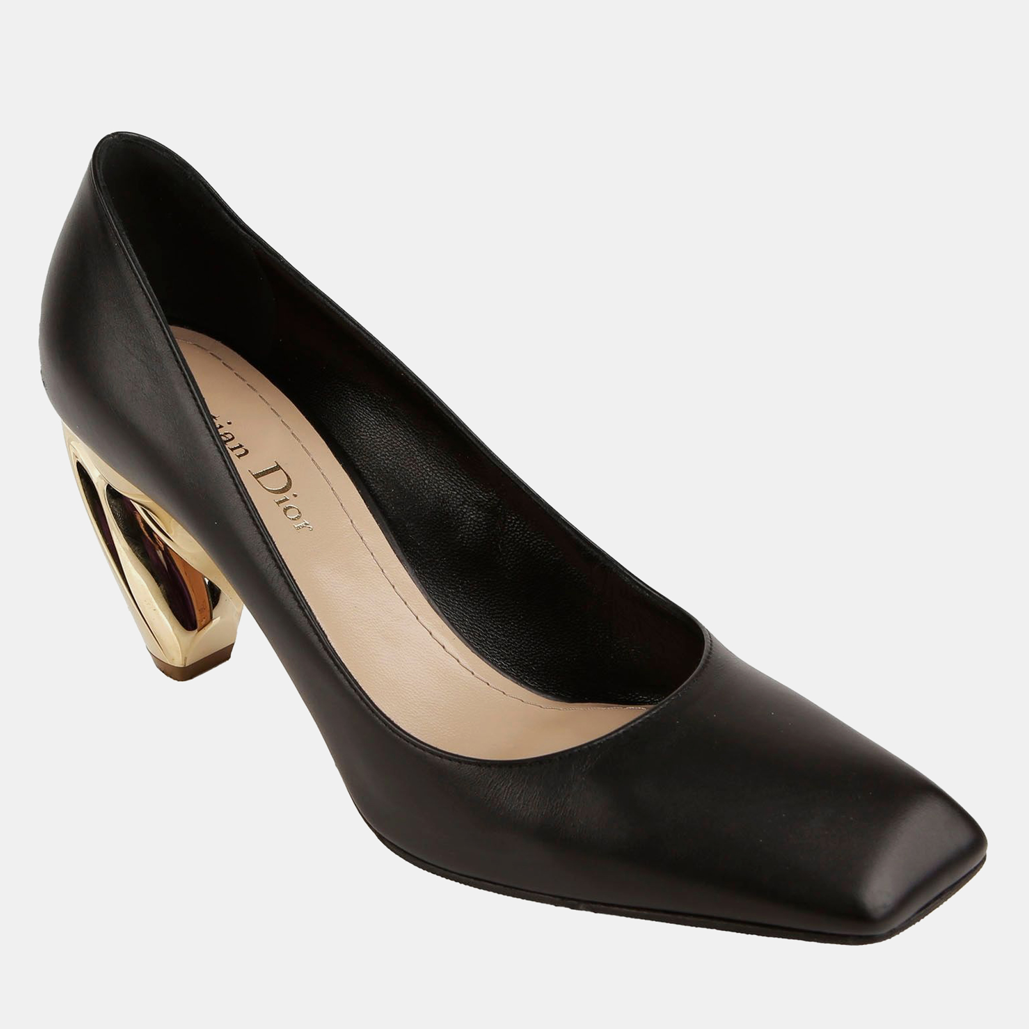 

Dior Black Leather Gold Pumps Size