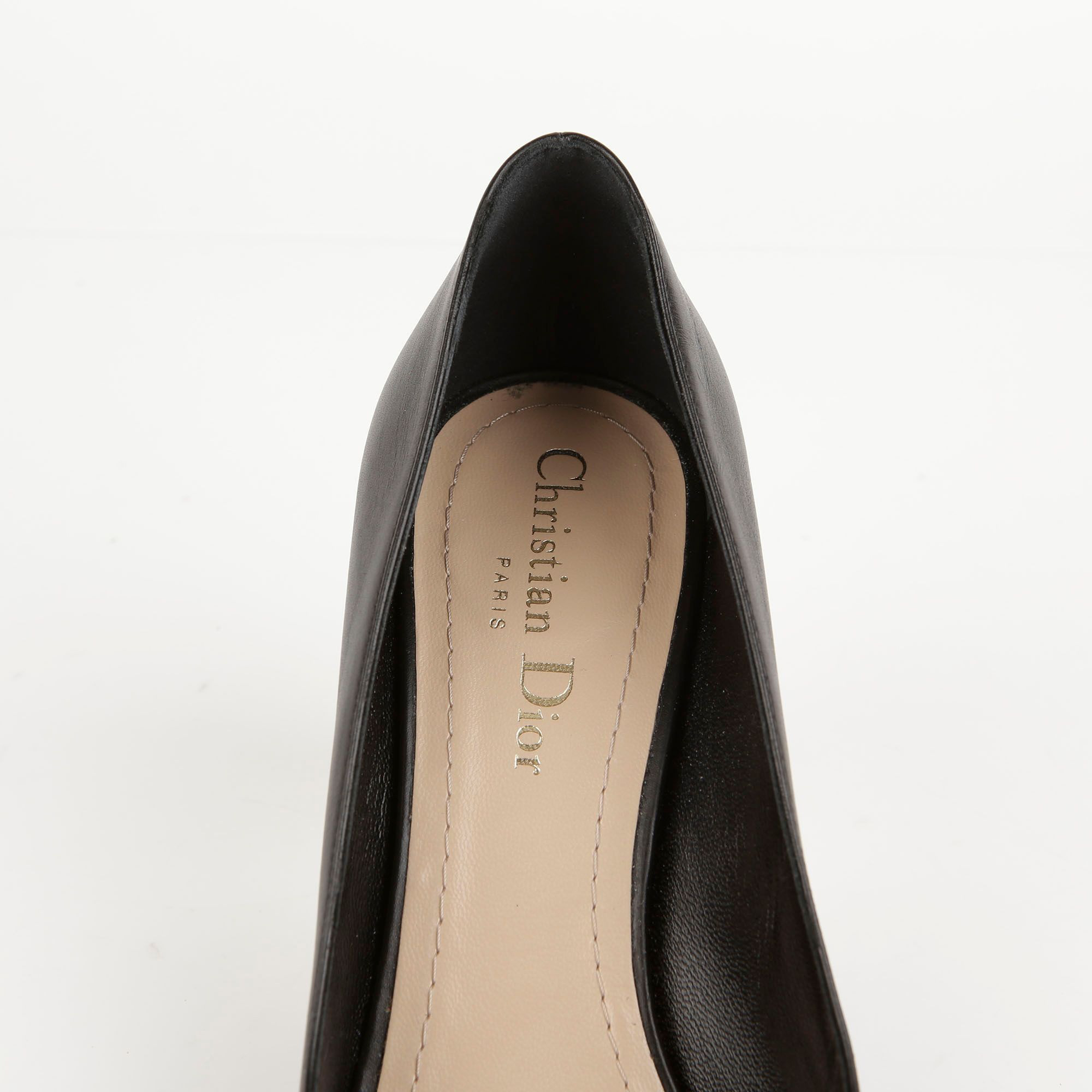 Dior Black Leather Gold Pumps Size 36.5 