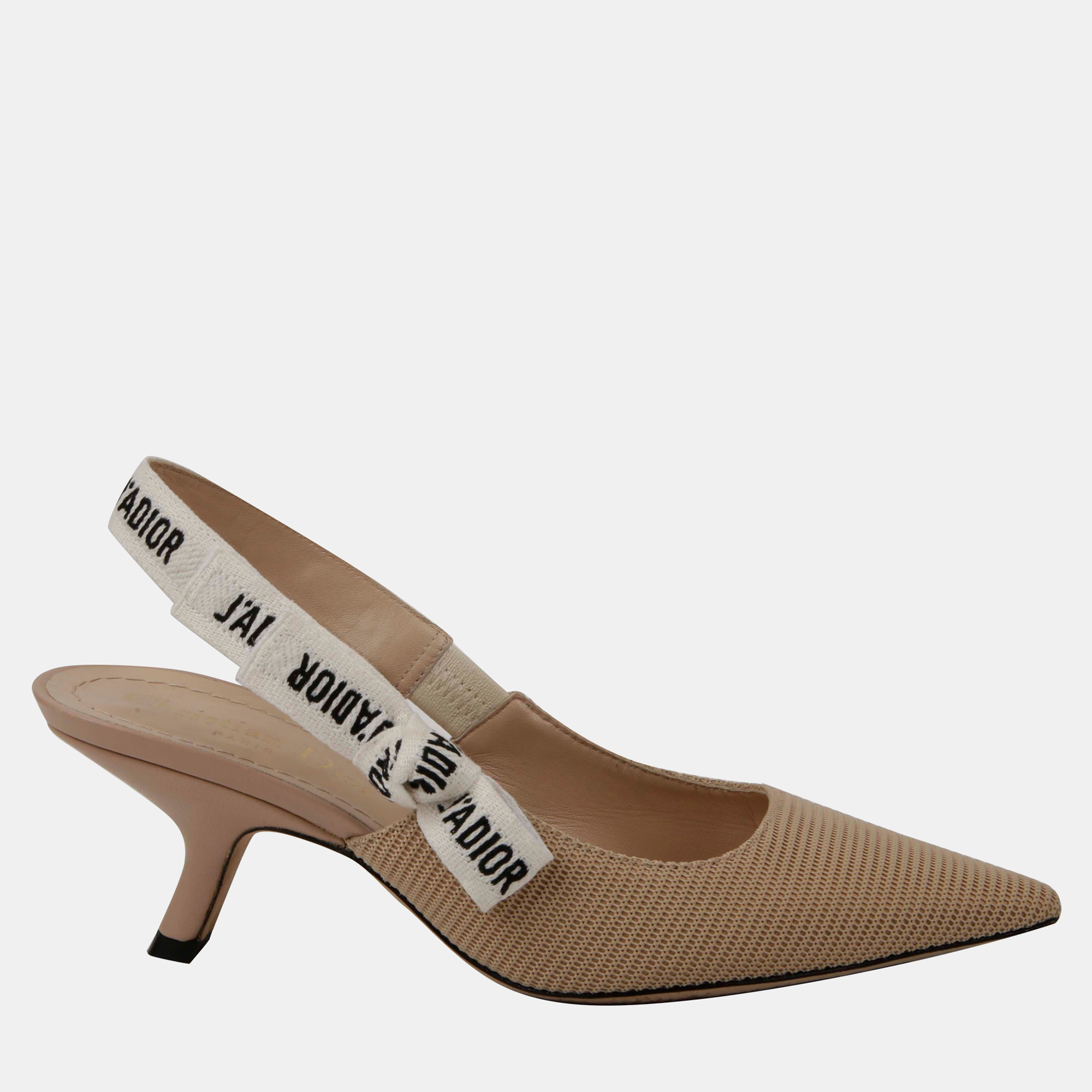 

Dior Nude Technical Fabric J'Adior Slingback Pumps Size, Beige