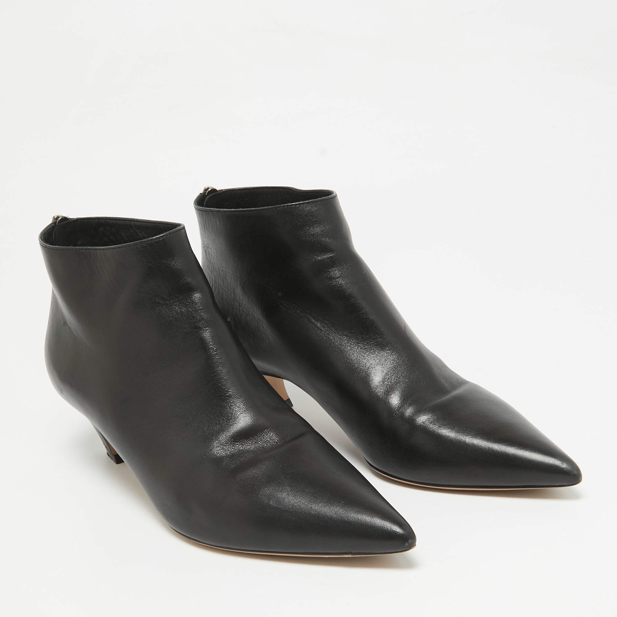 Dior Black Leather Ankle Length Boots Size 38 