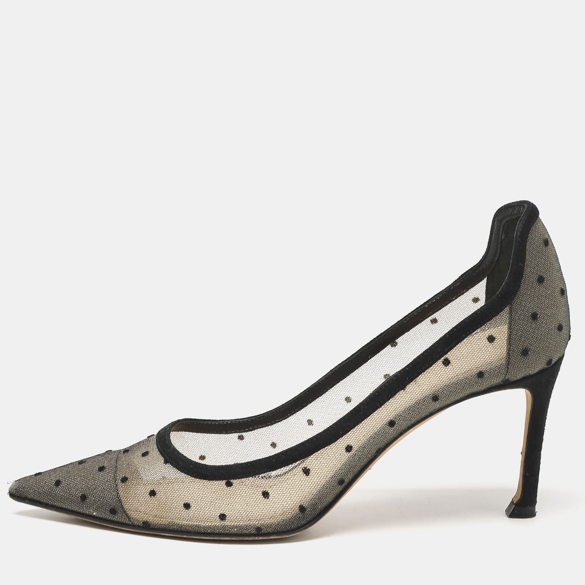 

Dior Black/Beige Mesh Polka Dot D-Moi Pumps Size