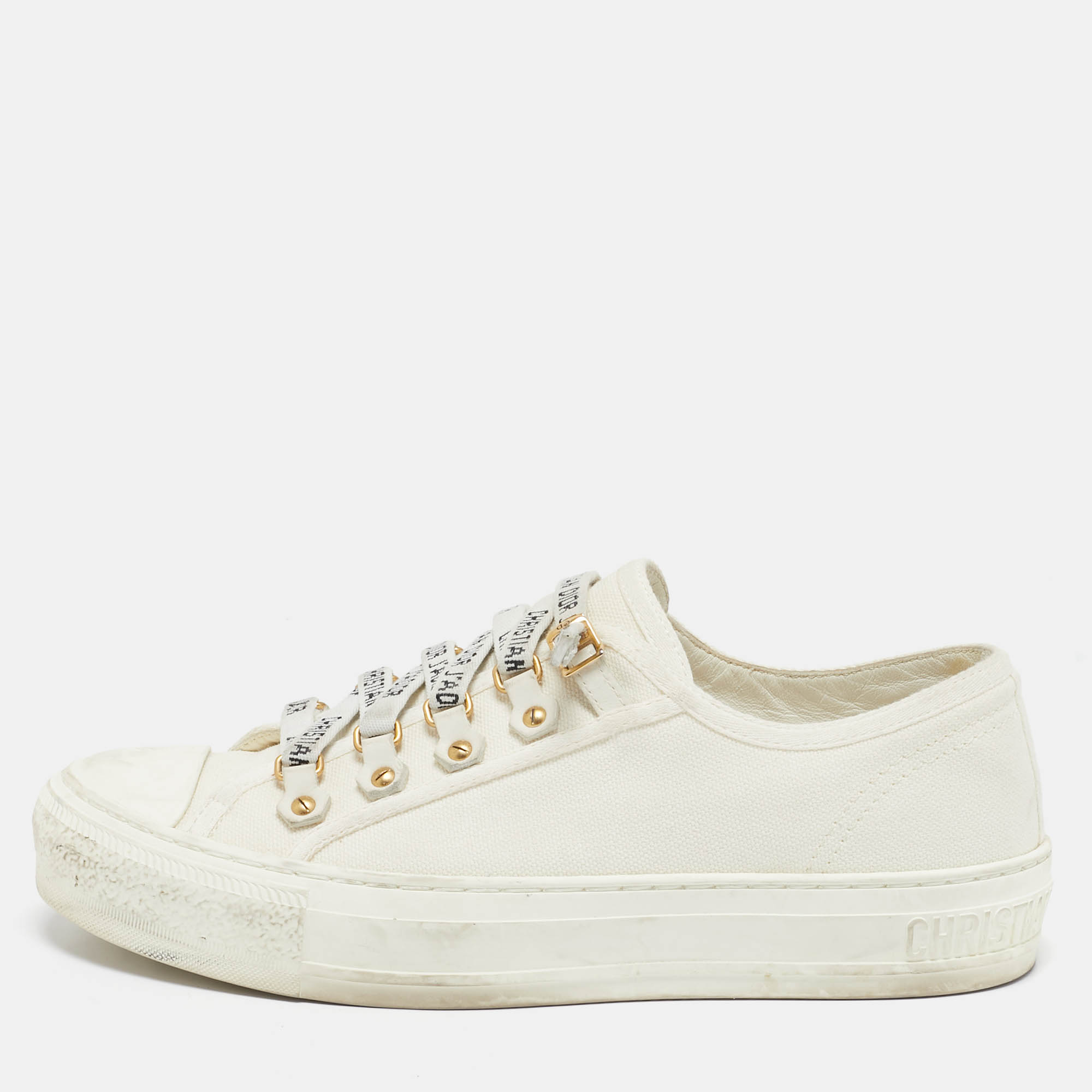 

Dior White Canvas Walk'n'Dior Low Top Sneakers Size