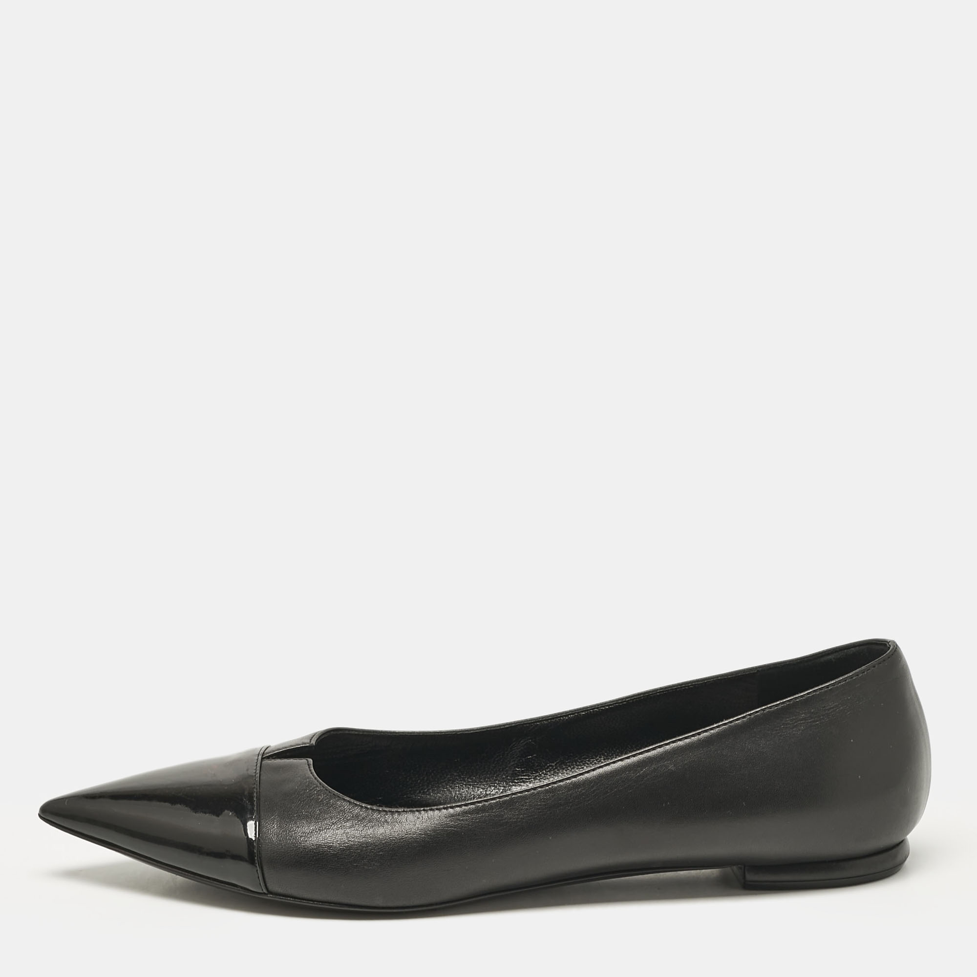 

Dior Black Patent Leather and Leather Pointed Ballet Flats Size