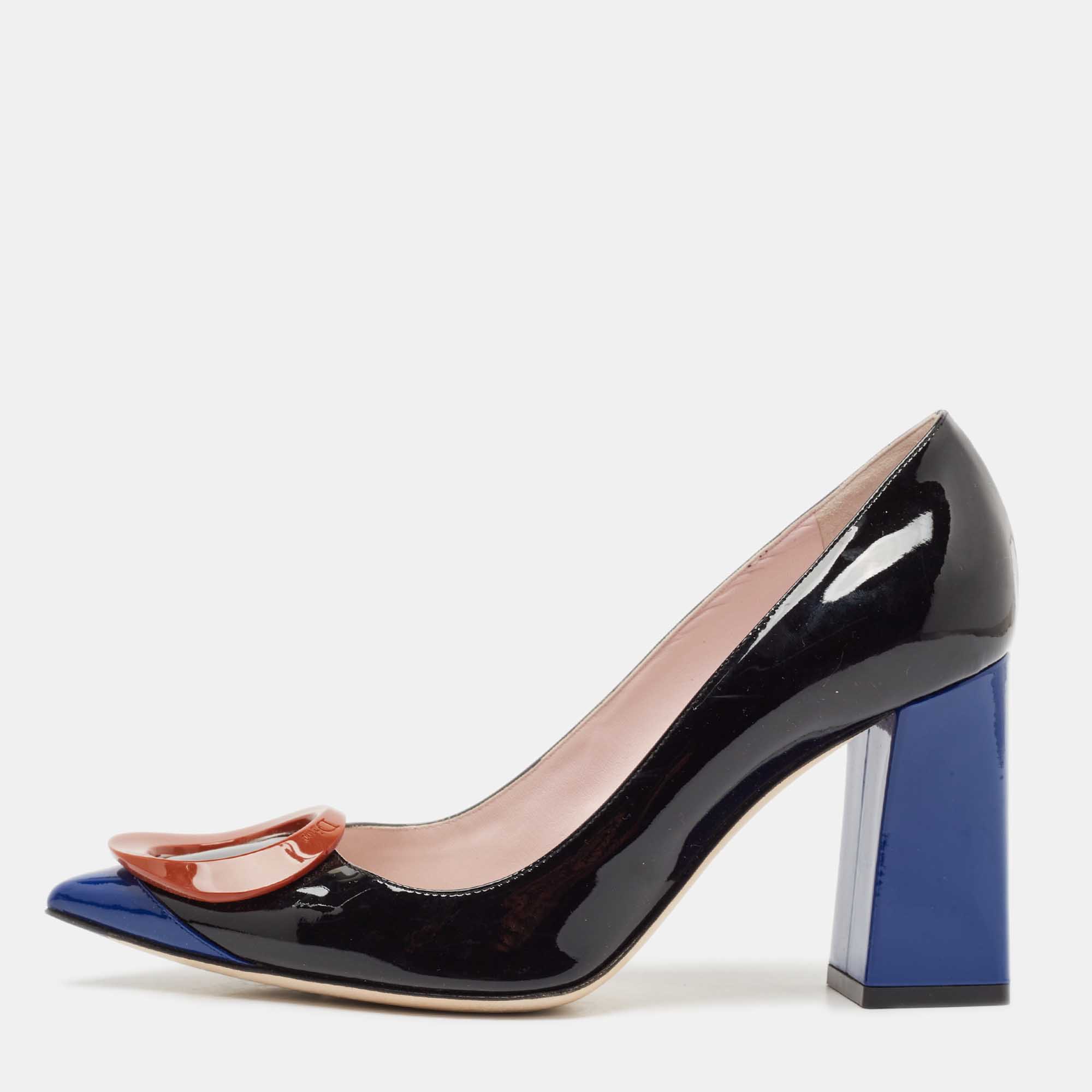 

Dior Black/Blue Patent Leather Pointed Toe Pumps Size