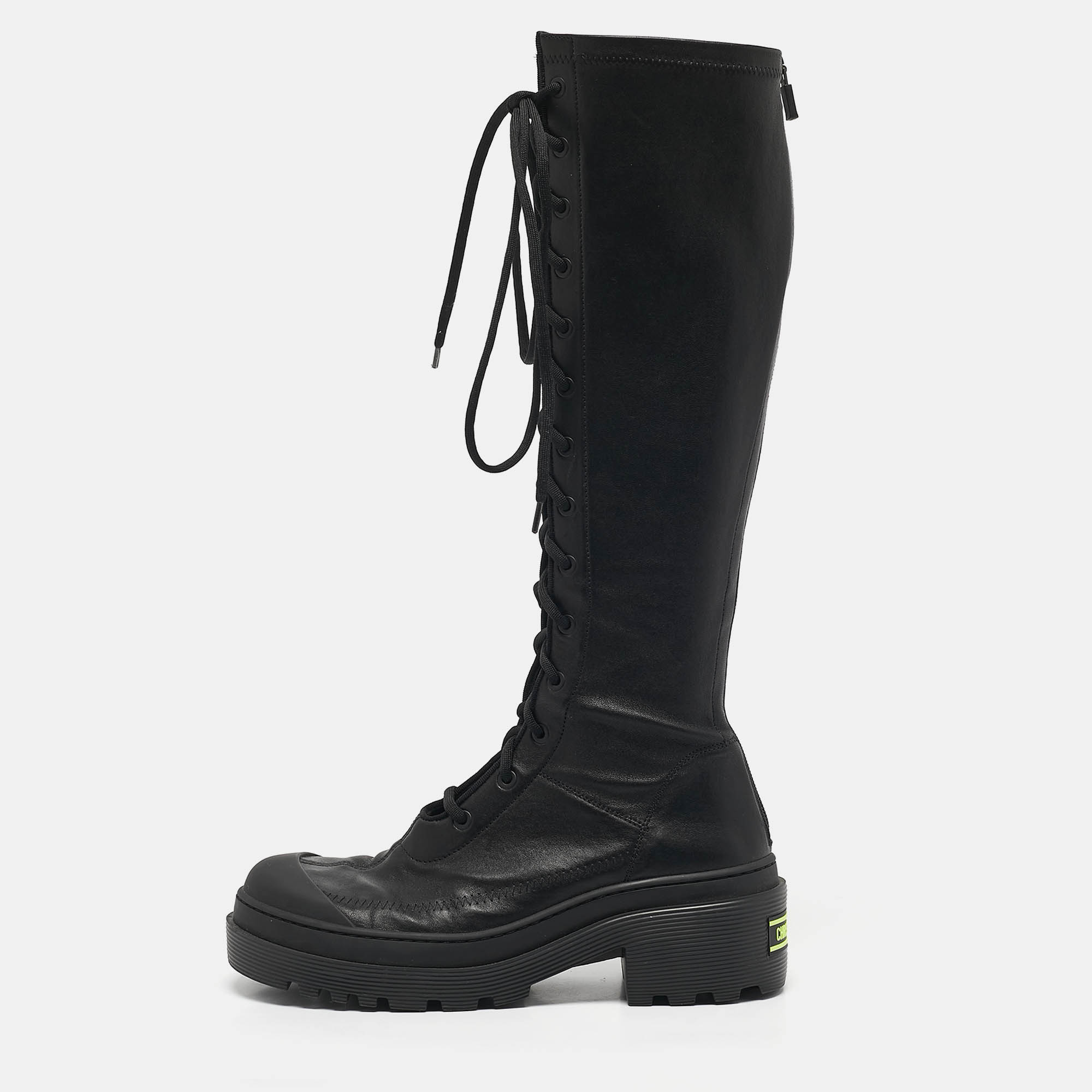 

Dior Black Leather Lace Up Combat Boots Size