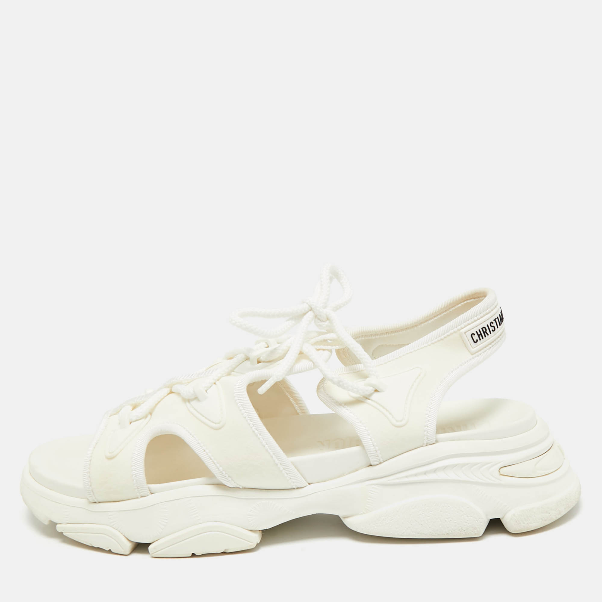 

Dior White Neoprene D-Connect Flat Sandals Size