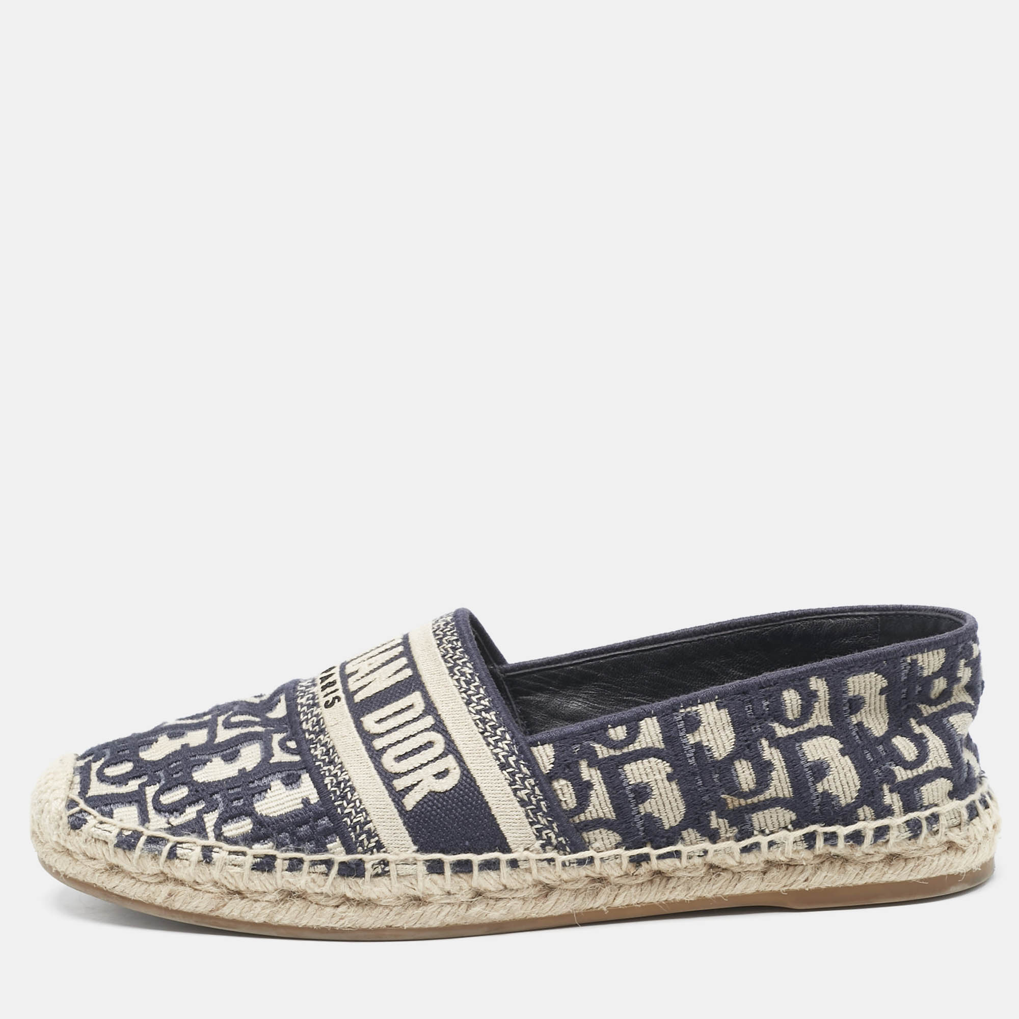 

Dior Blue Oblique Canvas Granville Espadrille Flats Size