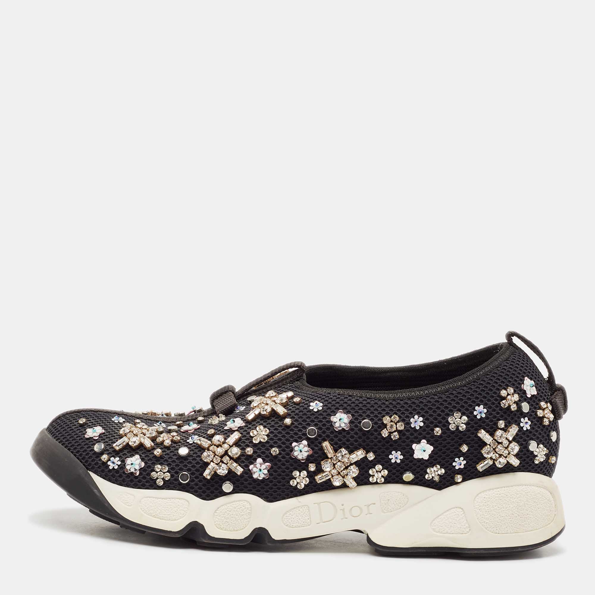 

Dior Black Mesh Embellished Fusion Sneakers Size