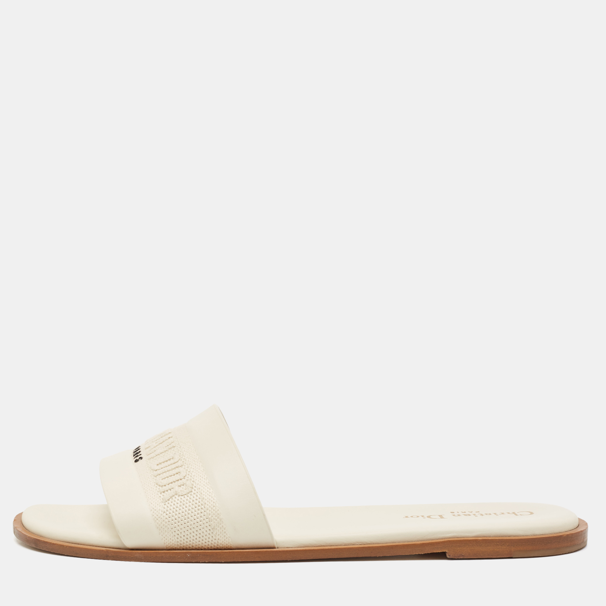 

Dior Cream Embroidered Canvas Dway Flat Slides Size