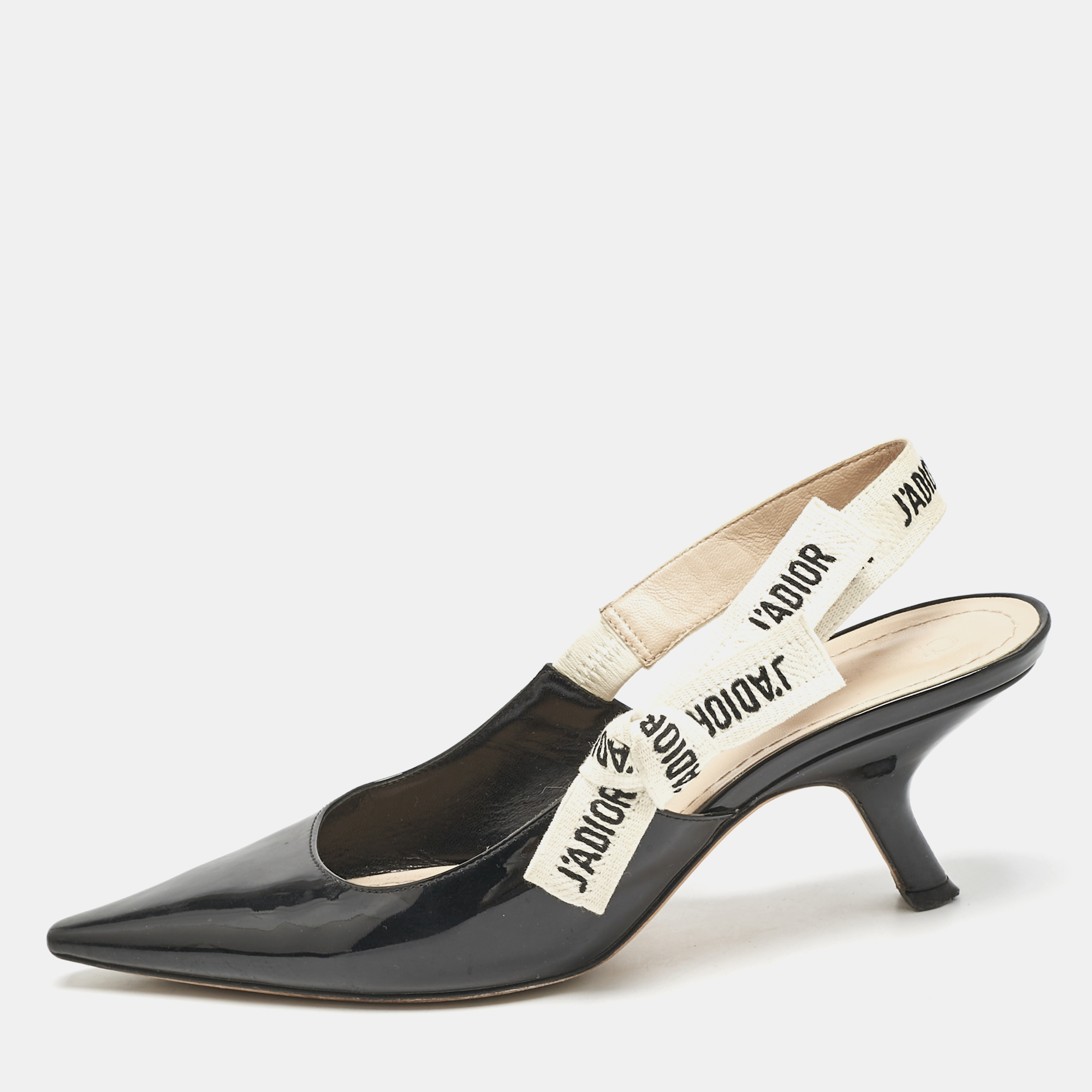 

Dior Black Patent Leather J'adior Slingback Pumps Size