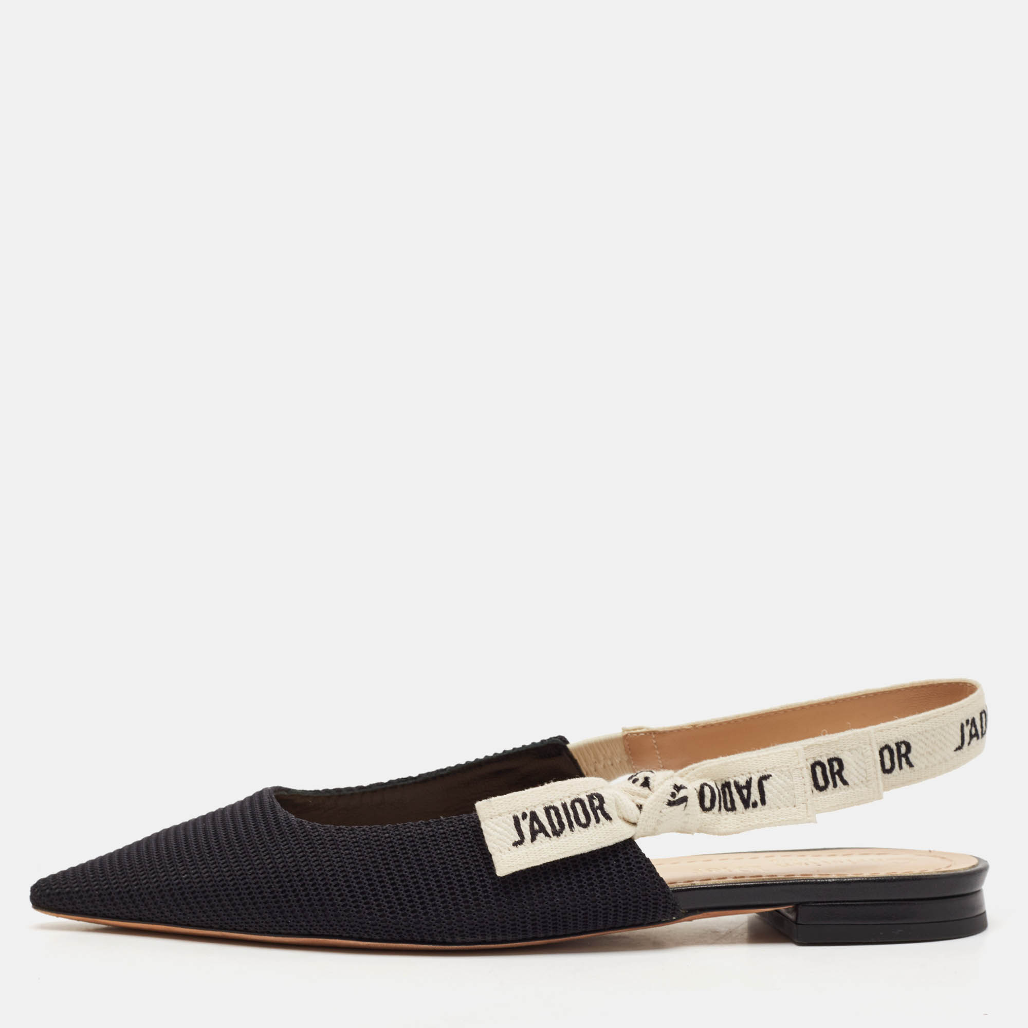 

Dior Black Canvas J'adior Slingback Flats Size