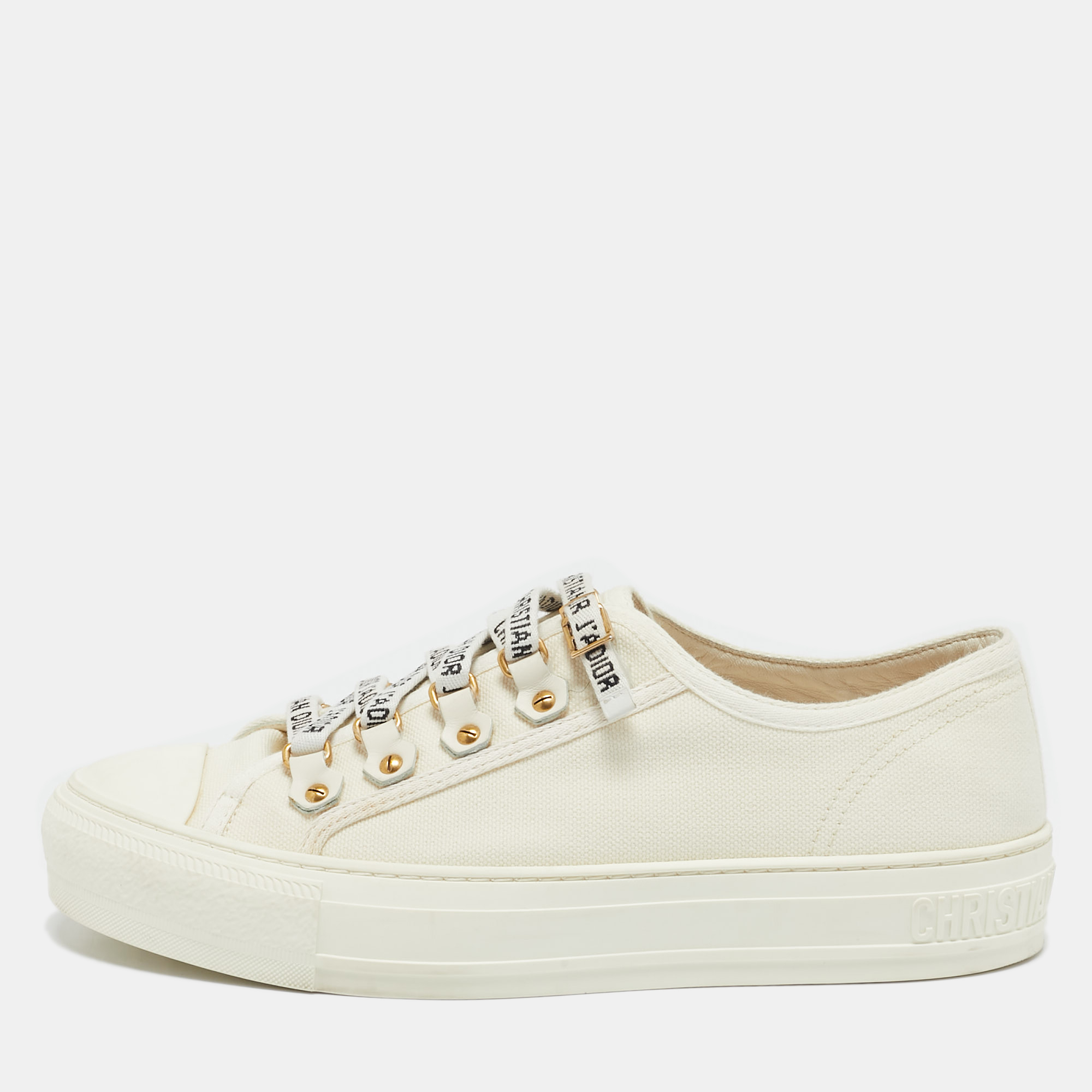 

Dior White Canvas Walk'n'Dior Low Top Sneakers Size