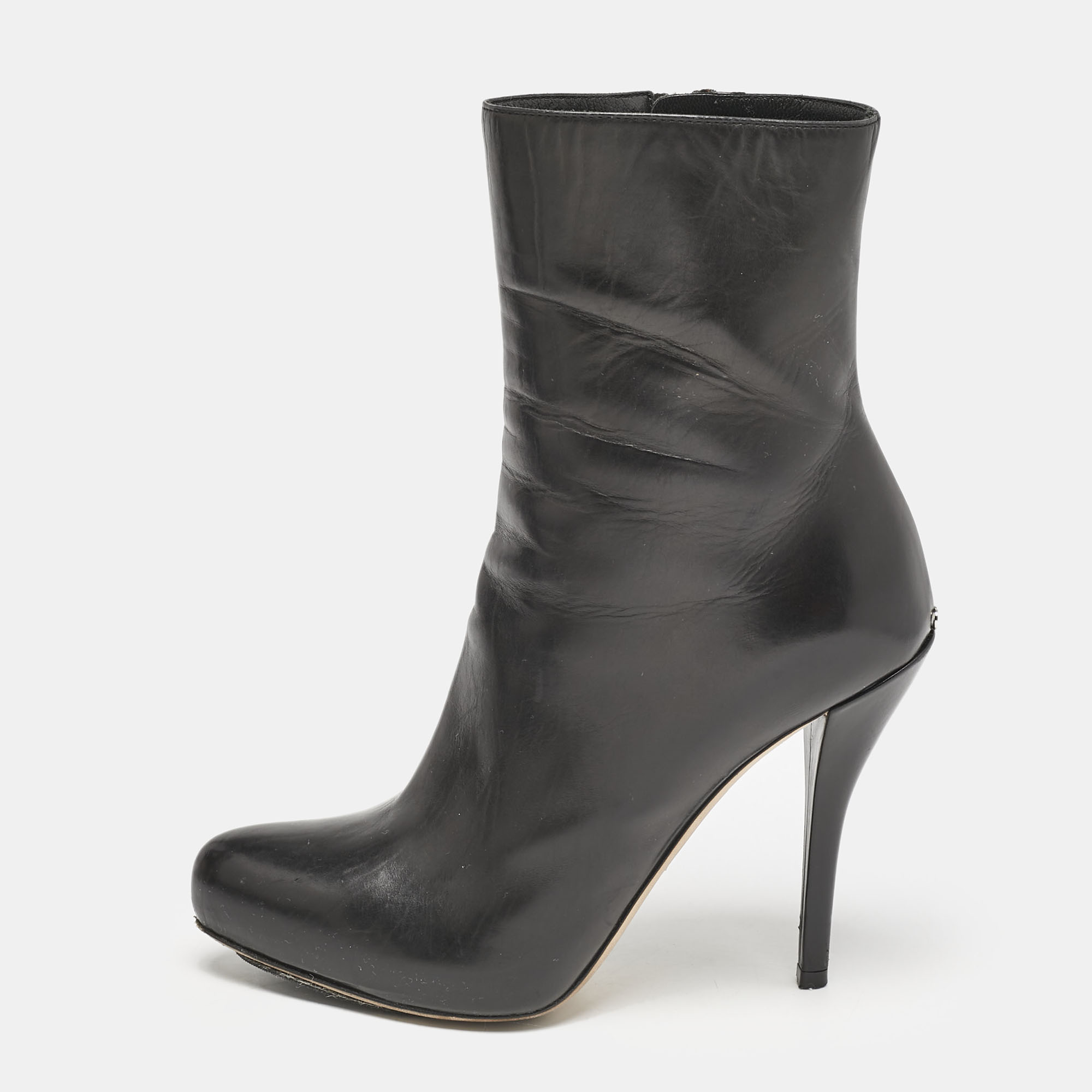 

Dior Black Leather Zipped Ankle Length Boots Size