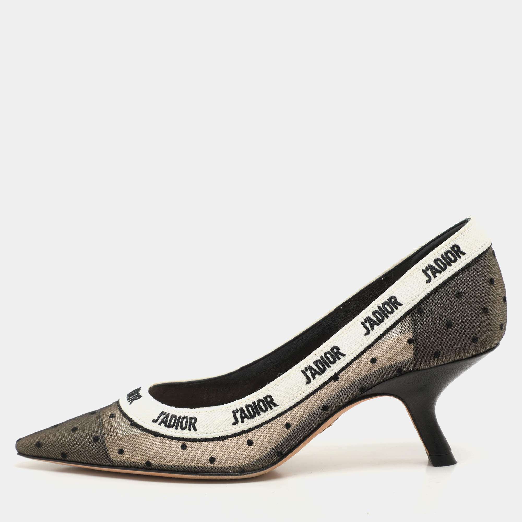 

Dior Black/White Polka Dot Mesh and Fabric J'Adior Pumps Size