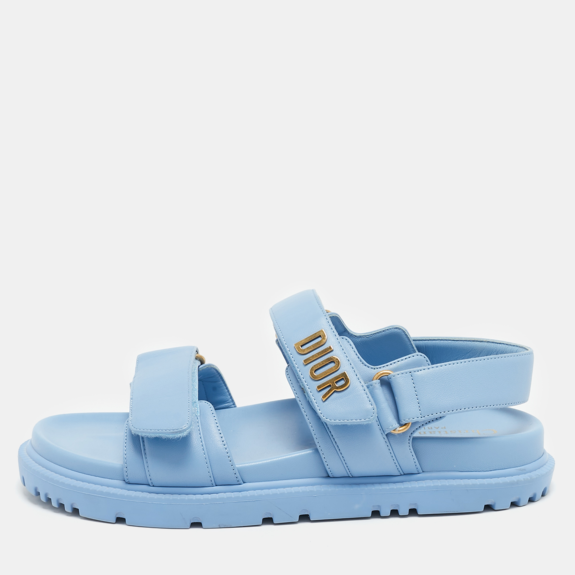 

Dior Blue Leather DiorAct Flat Sandals Size