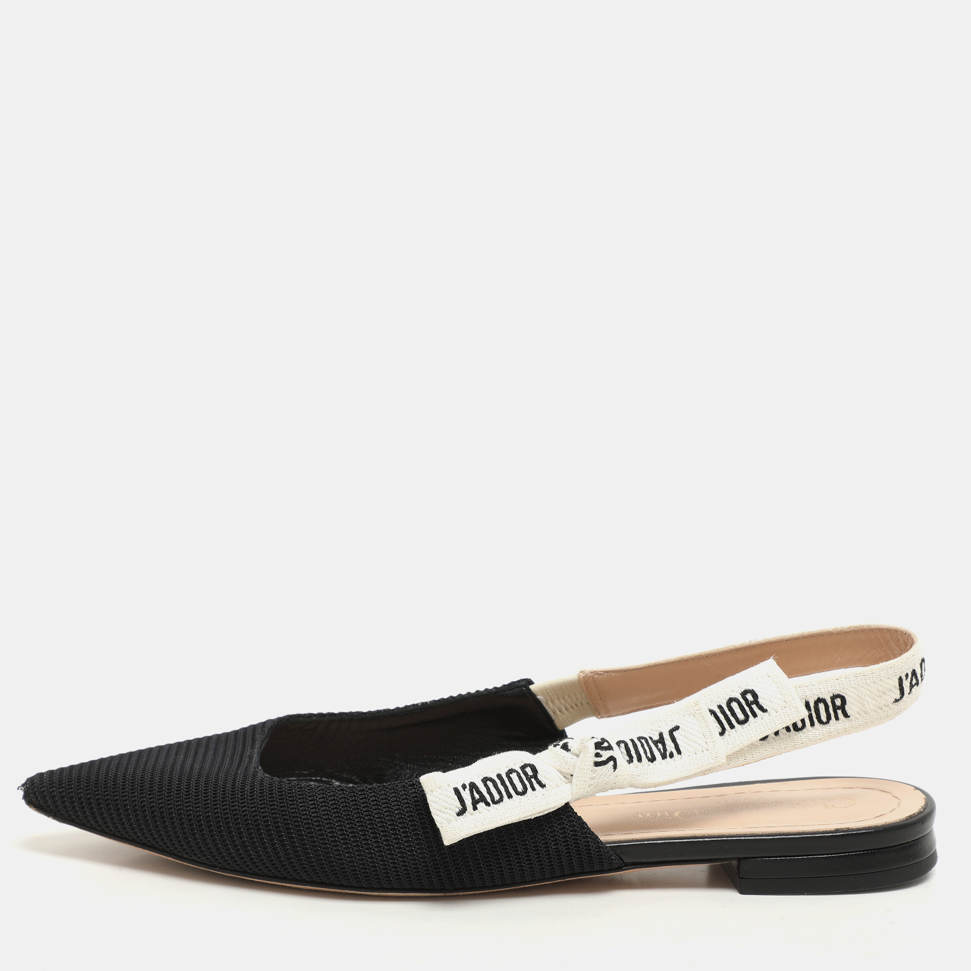 

Dior Black Fabric J'adior Slingback Flats Size
