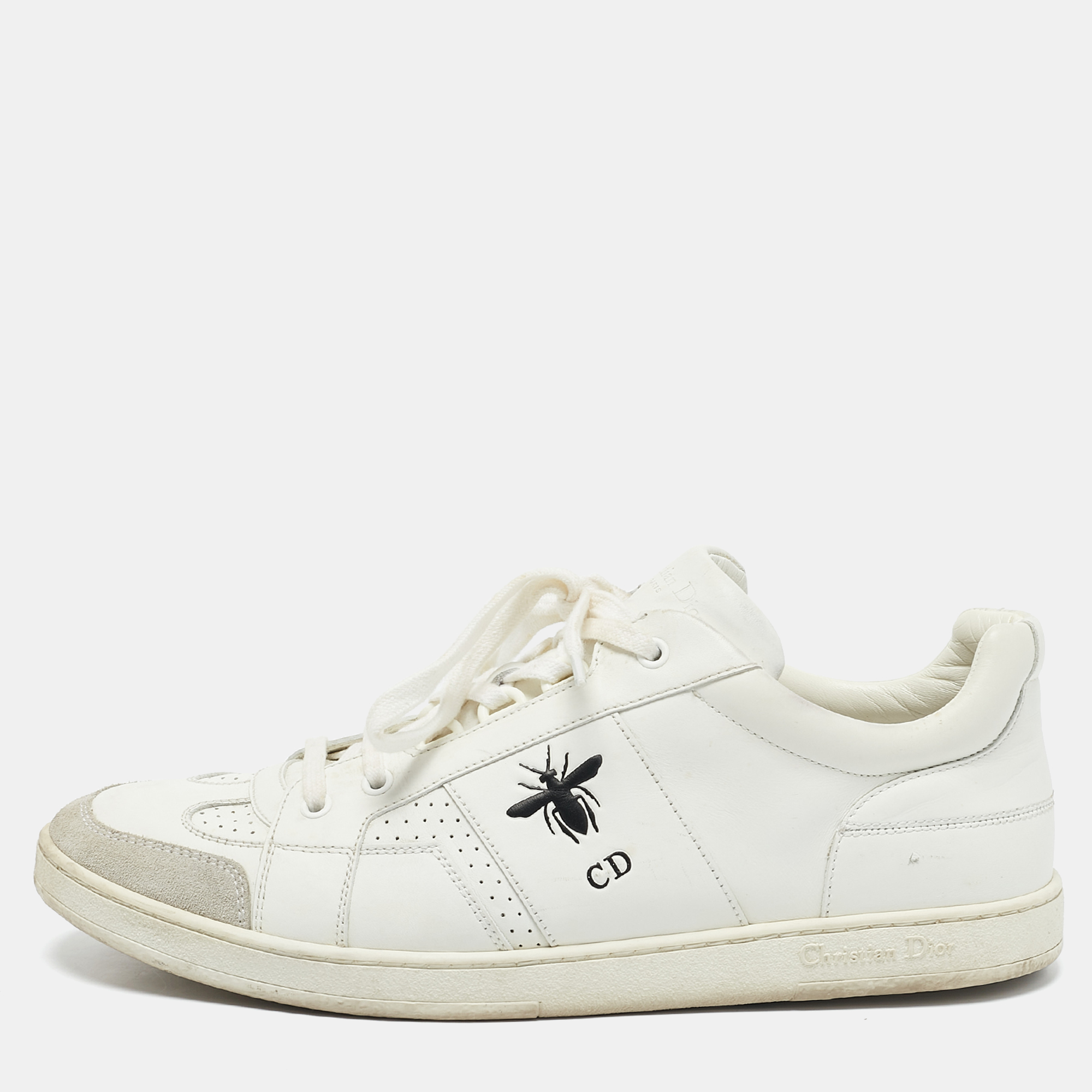 

Dior White/Grey Leather And Suede D Bee Low Top Sneakers Size