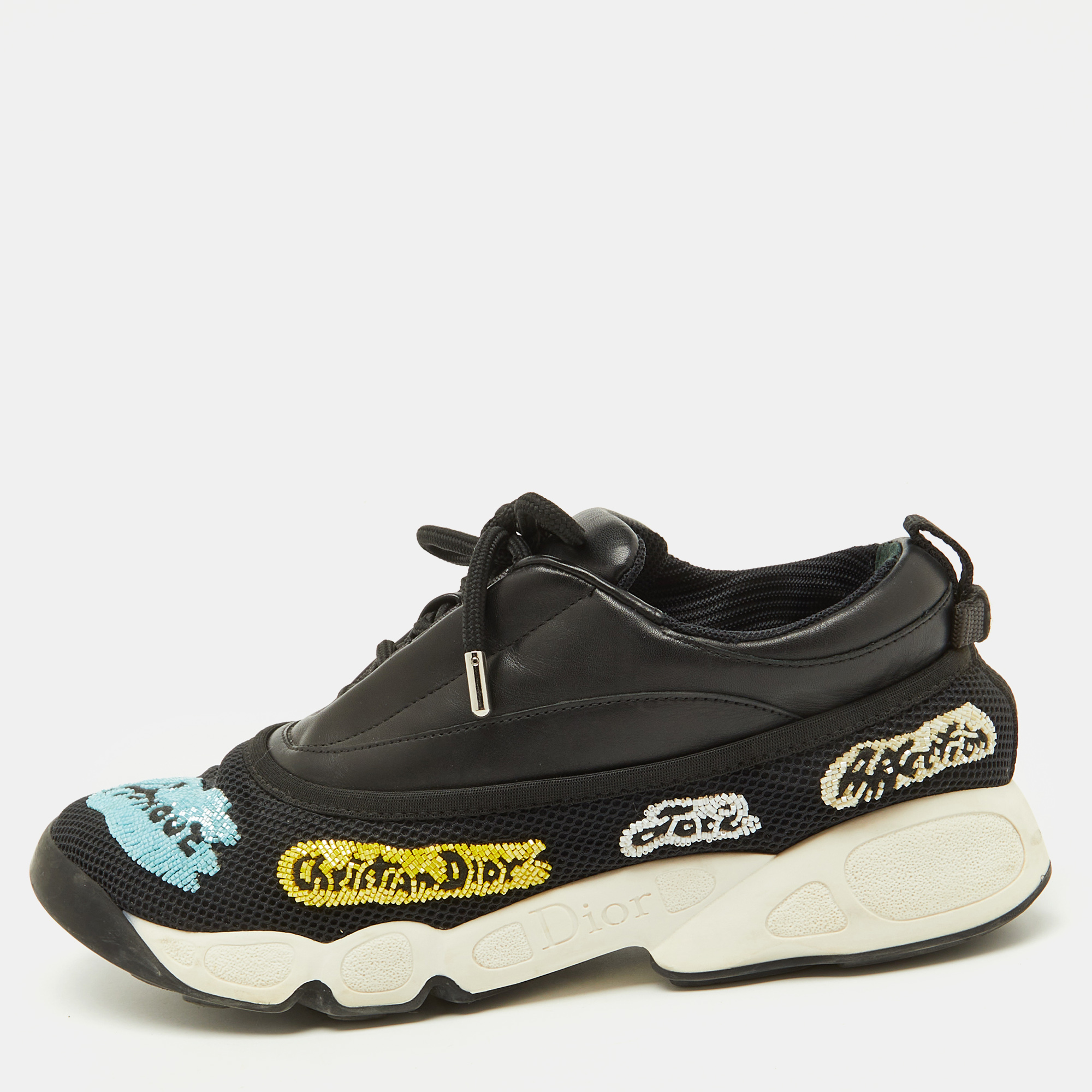 

Dior Black Leather and Mesh Fusion Lace Up Sneakers Size