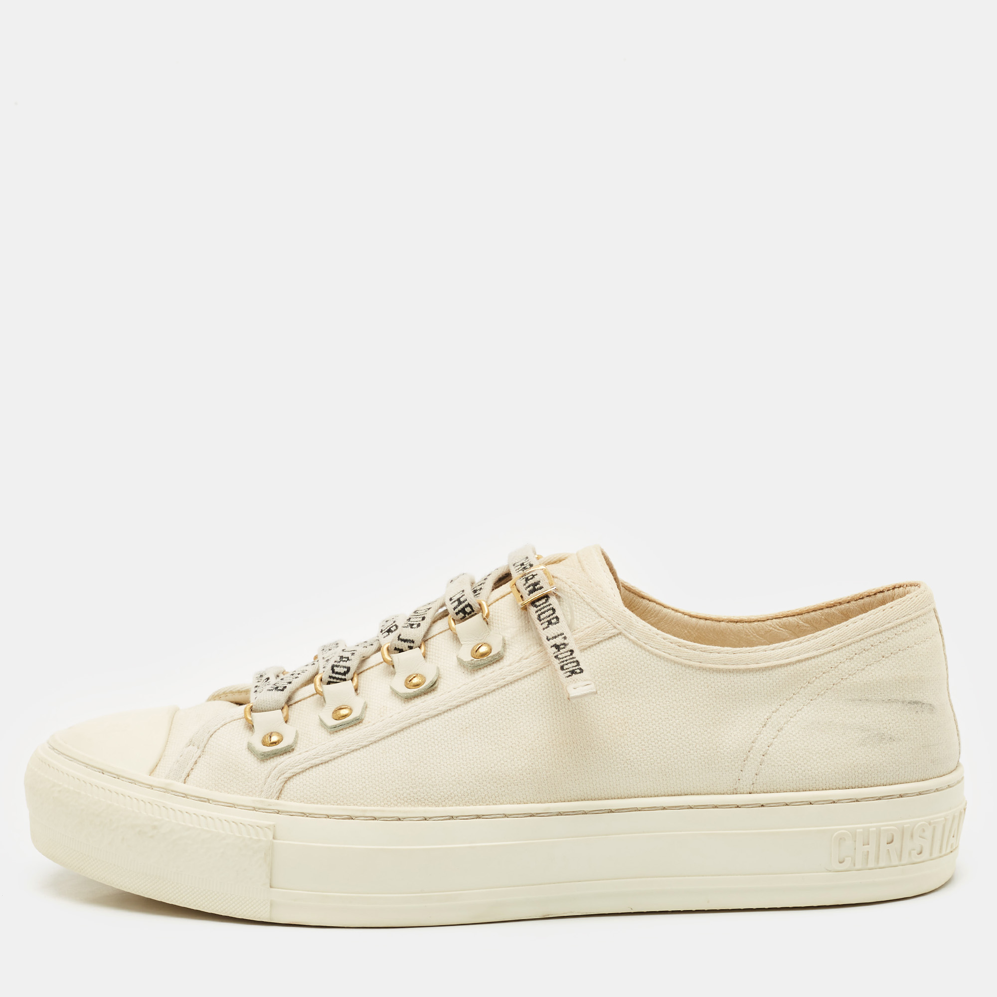 

Dior White Canvas Walk'n'Dior Low Top Sneakers Size