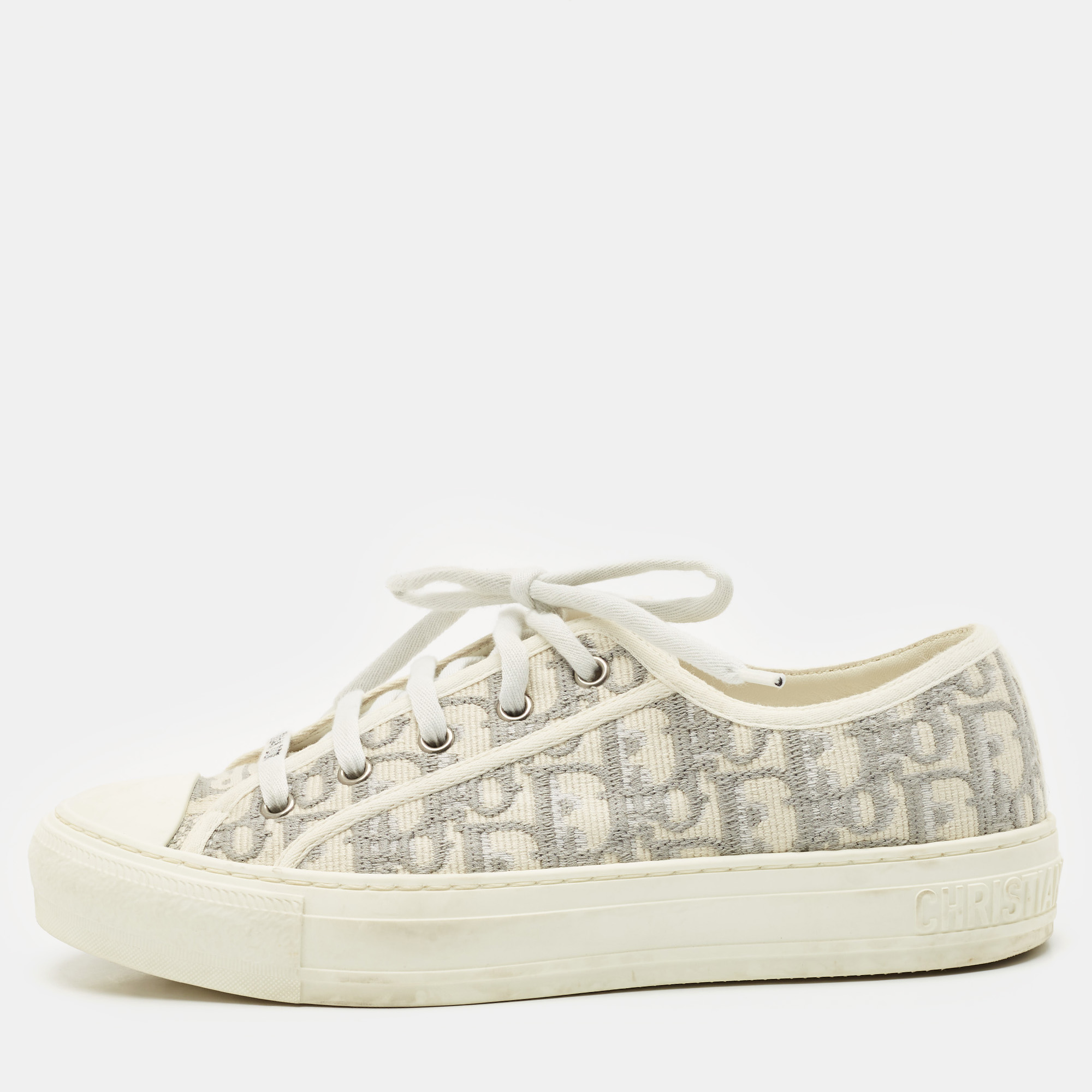 

Dior Grey/White Canvas Walk'n'Dior Lace Up Sneakers Size