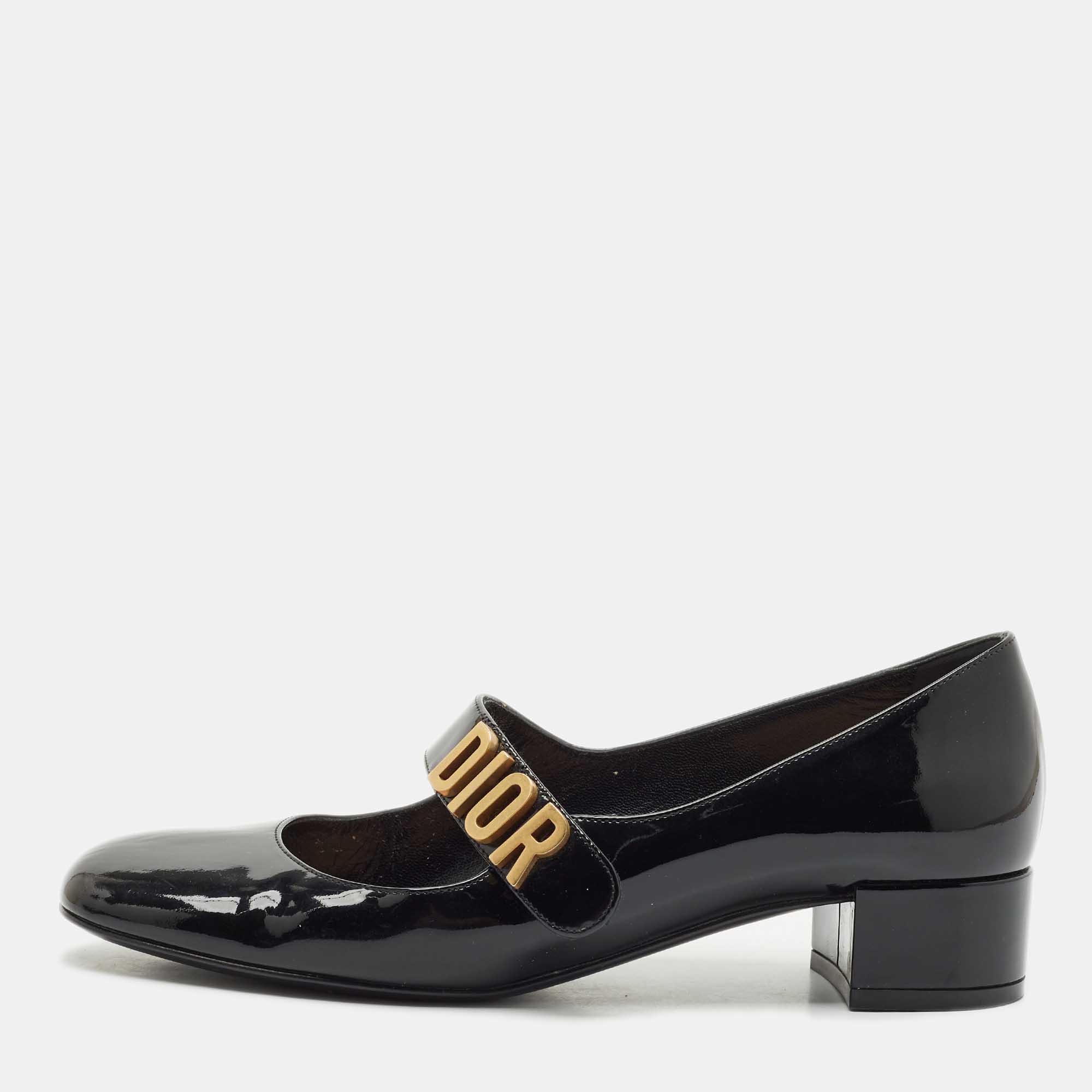 

Dior Black Patent Leather Baby-D Mary Jane Pumps Size