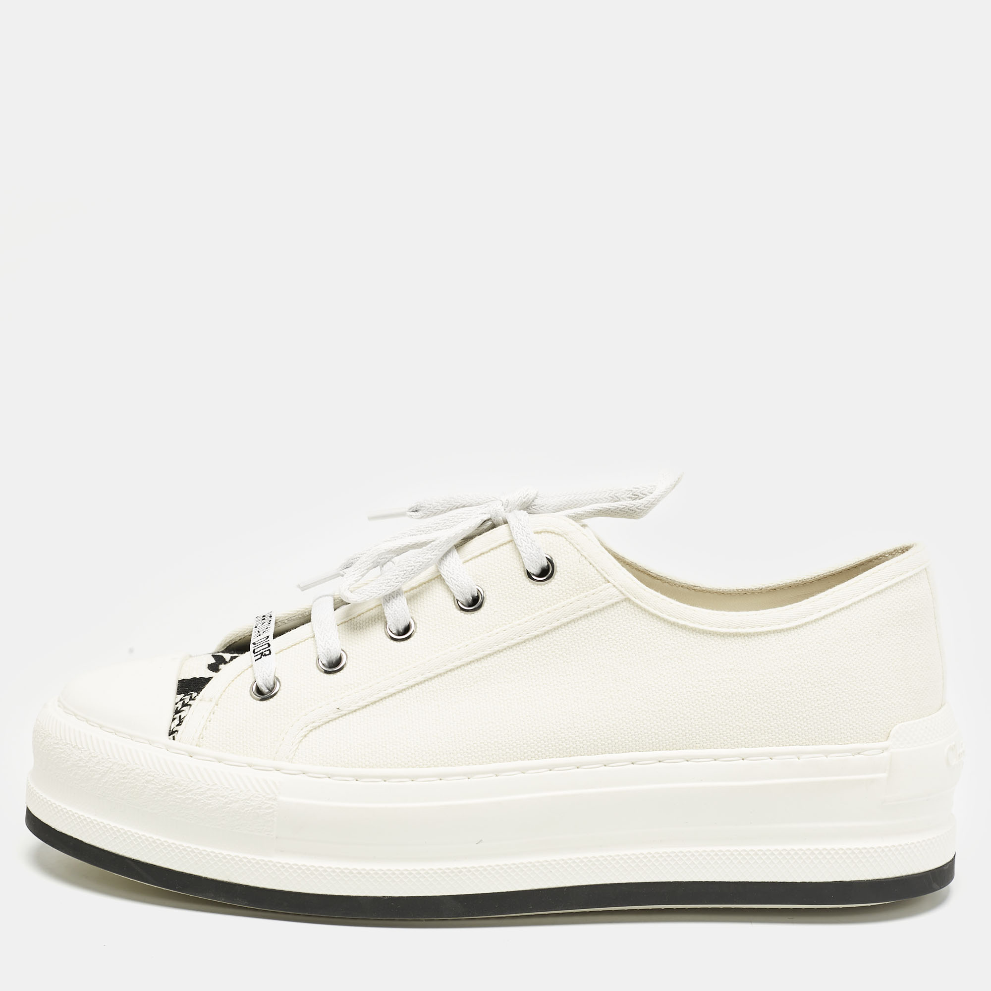 

Dior White Canvas Walk'n'Dior Platform Low Top Sneakers Size