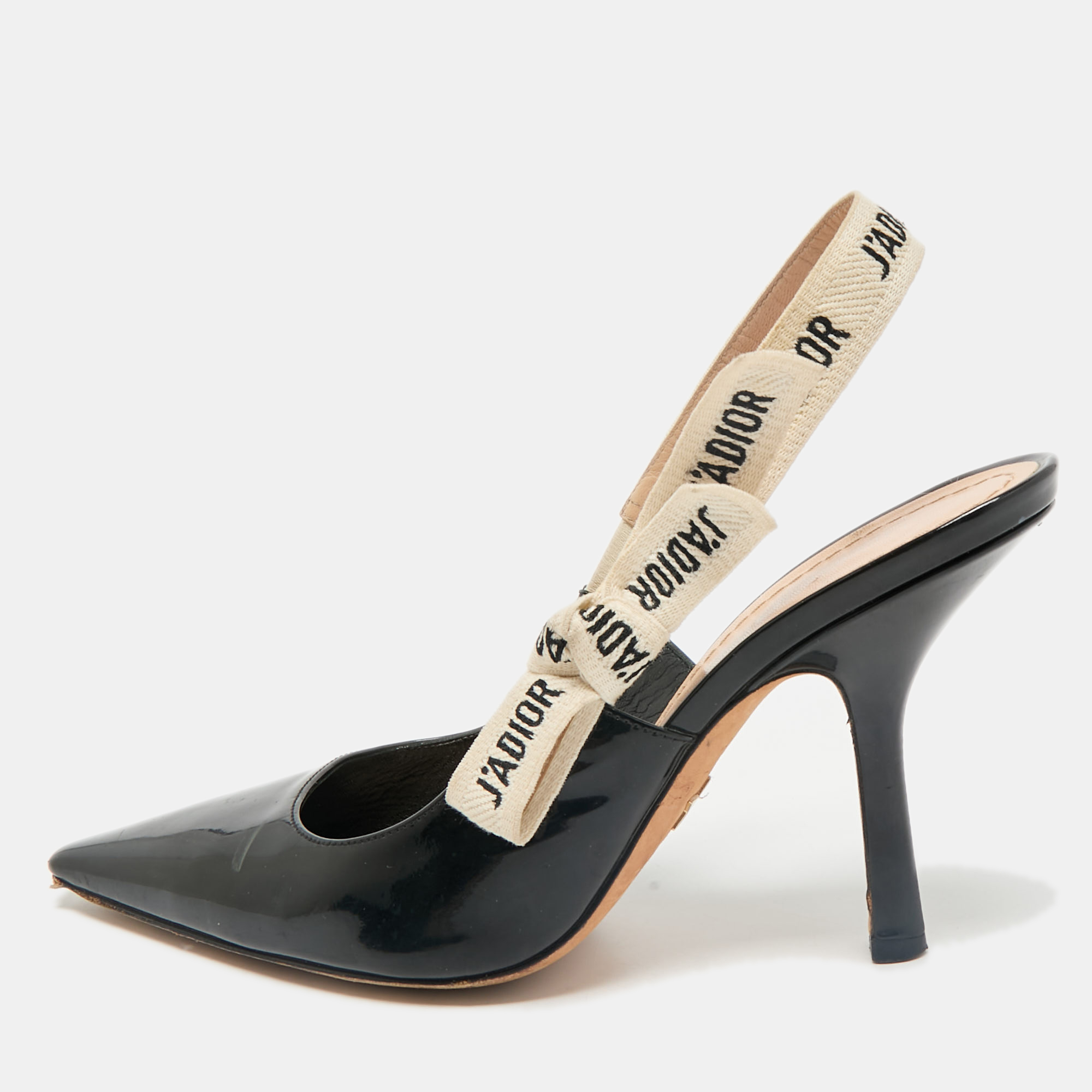 

Dior Black Patent Leather J'adior Slingback Pumps Size
