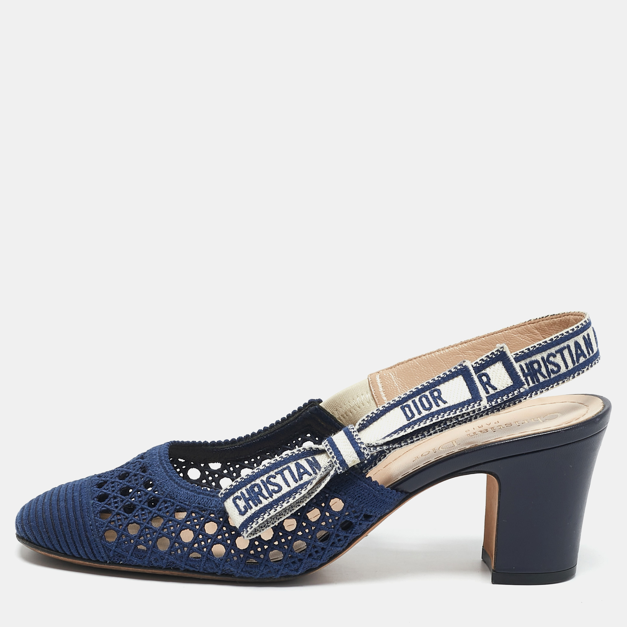 

Dior Blue Cannage Mesh D-Moi Slingback Pumps Size