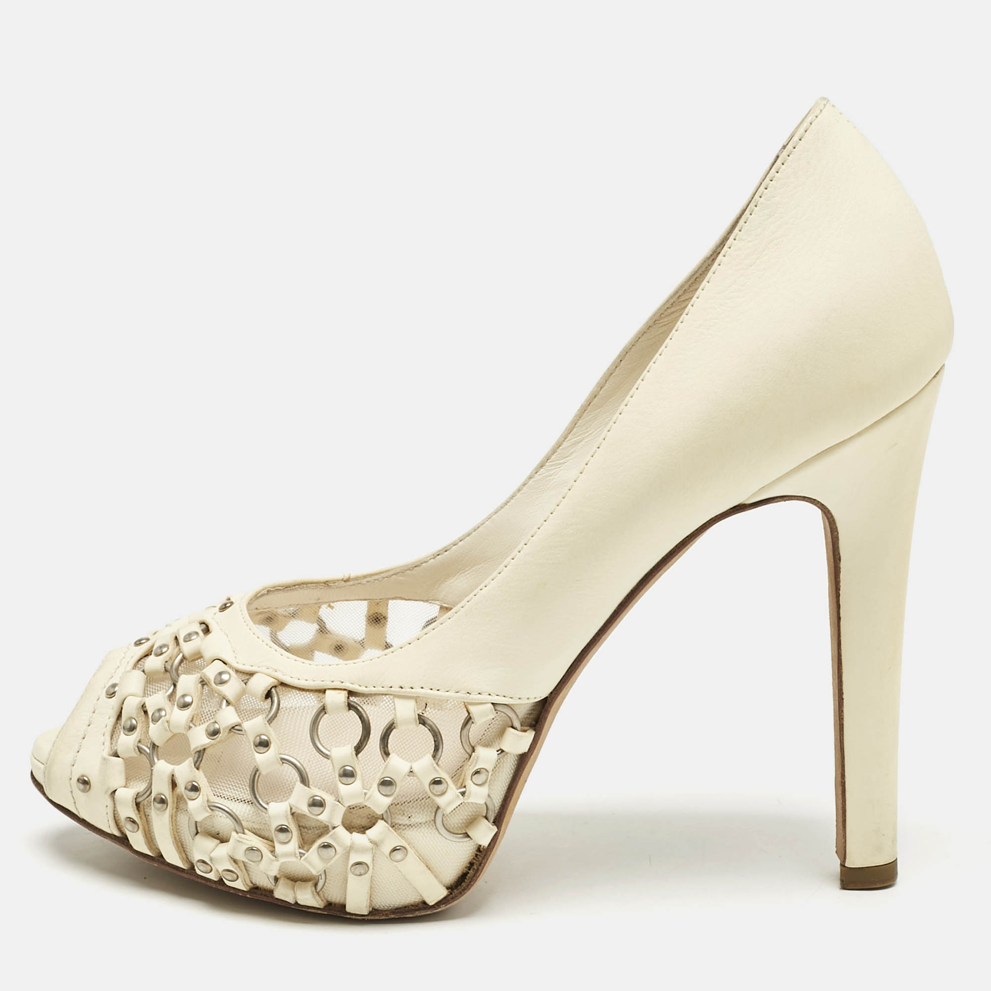 

Dior Cream Leather Miss Dior Peep Toe Pumps Size