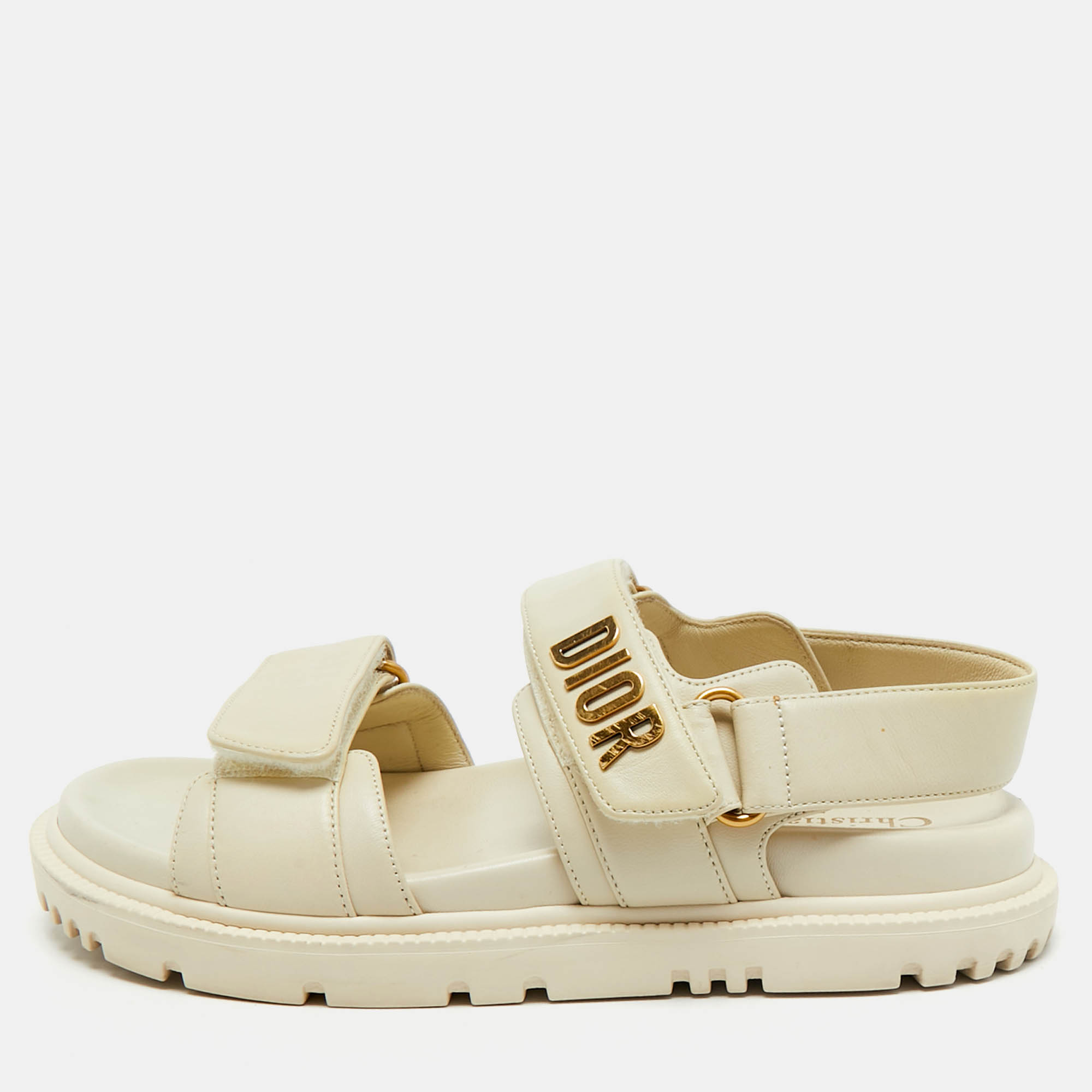 

Dior Cream Leather DiorAct Slingback Sandals Size