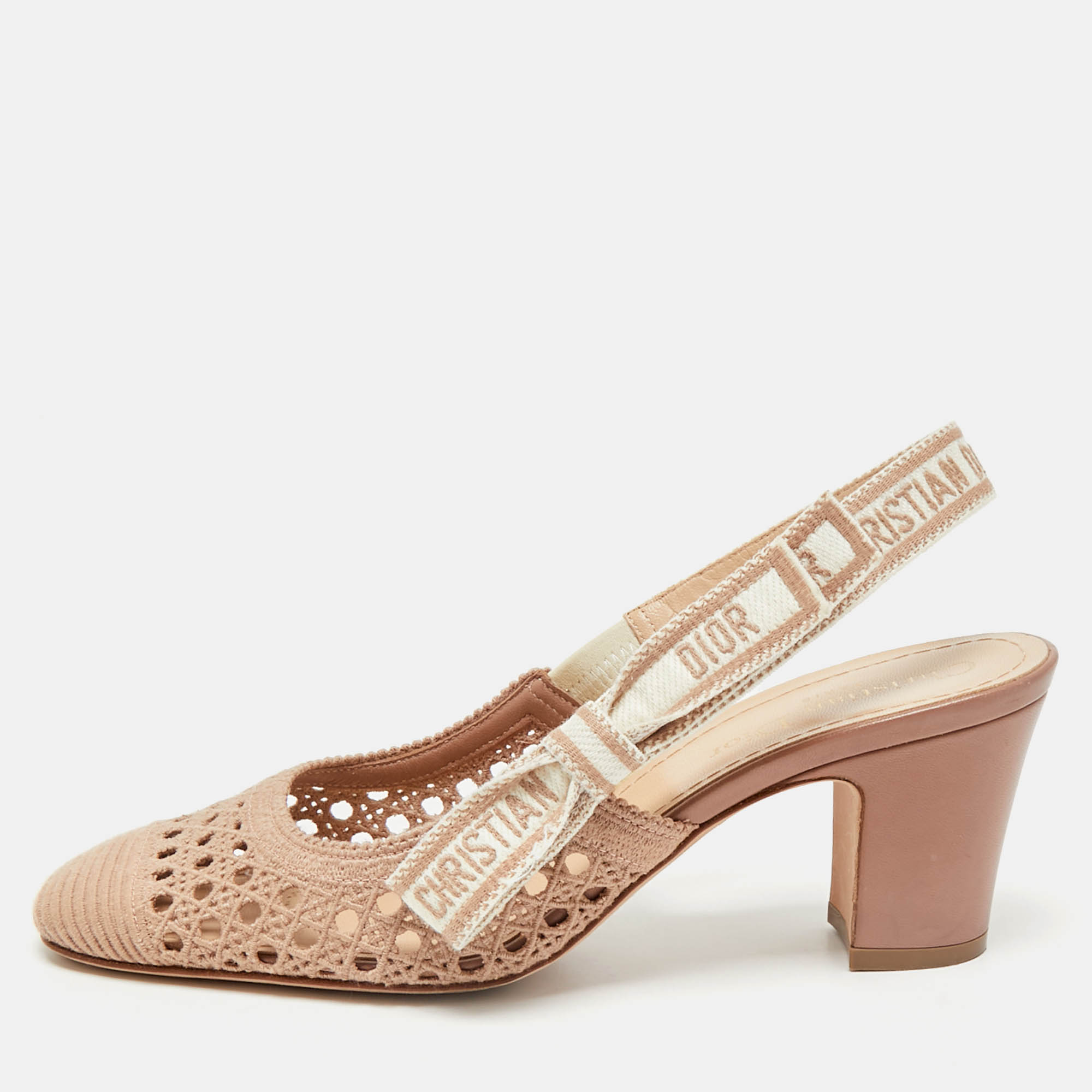 

Dior Old Rose Cannage Fabric Moi Slingback Pumps Size, Pink