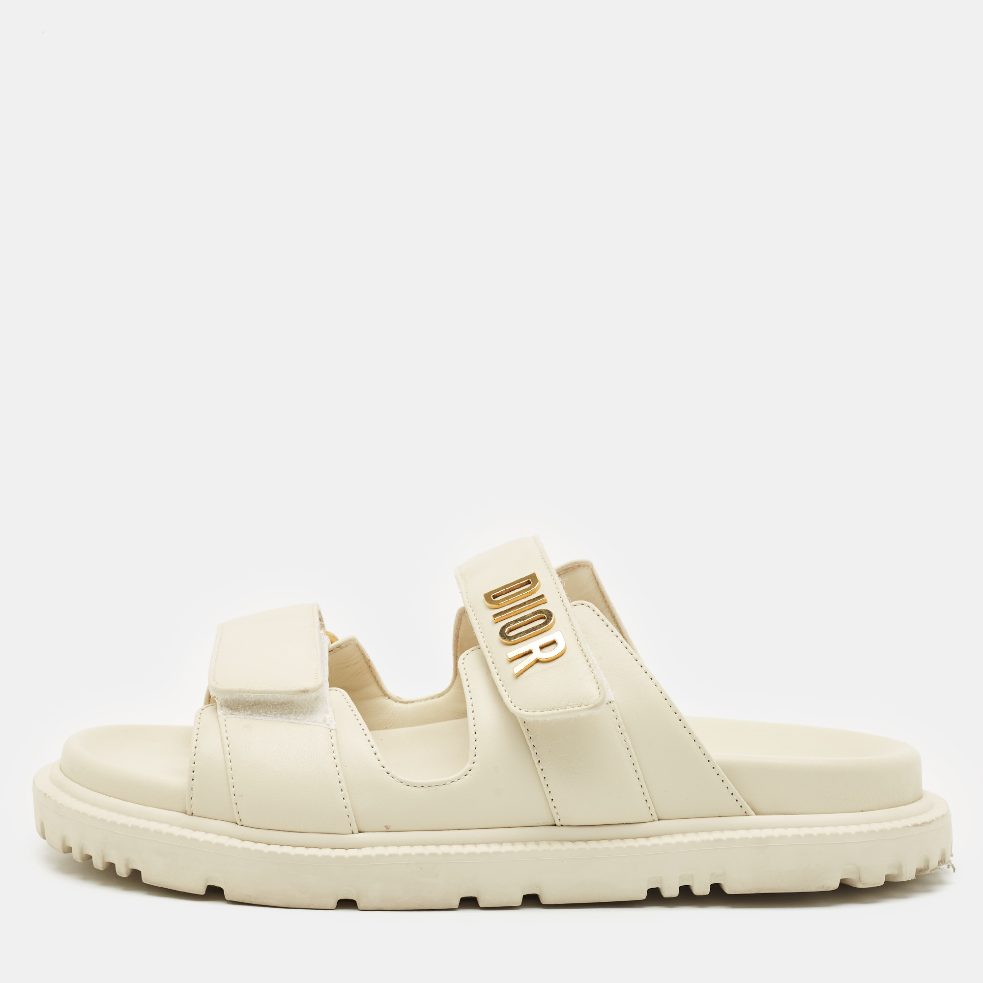 

Dior Cream Leather DiorAct Slide Sandals Size