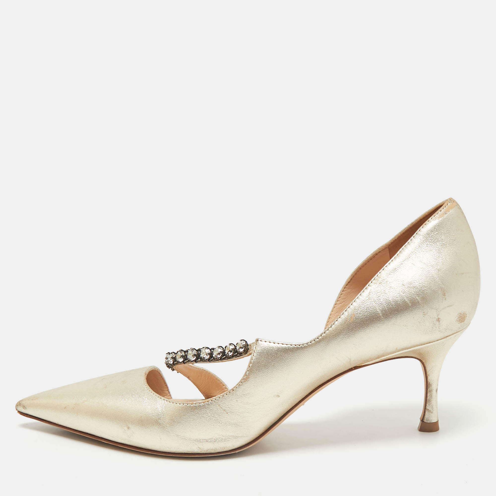 

Dior Gold Leather D'orsay Pointed Toe Pumps Size