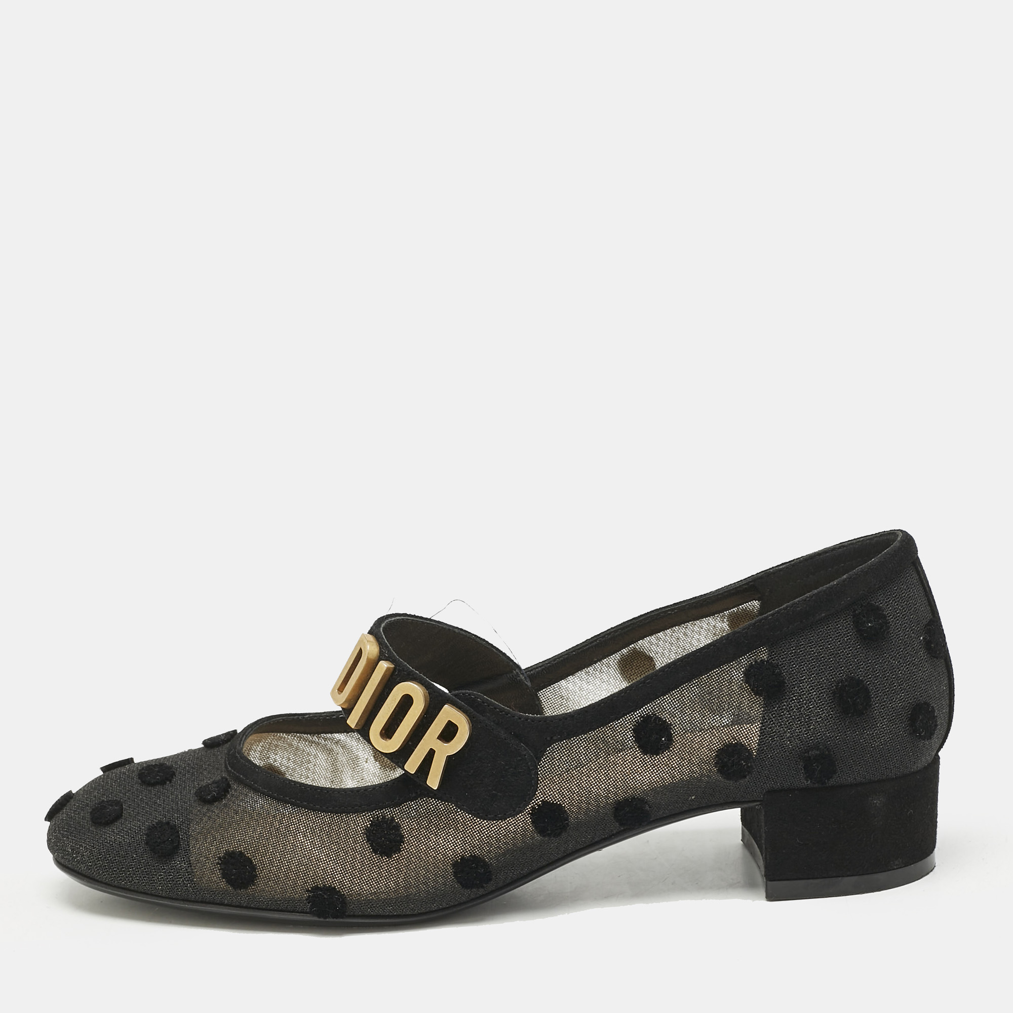 

Dior Black Suede And Mesh Baby-D Mary Jane Pumps Size