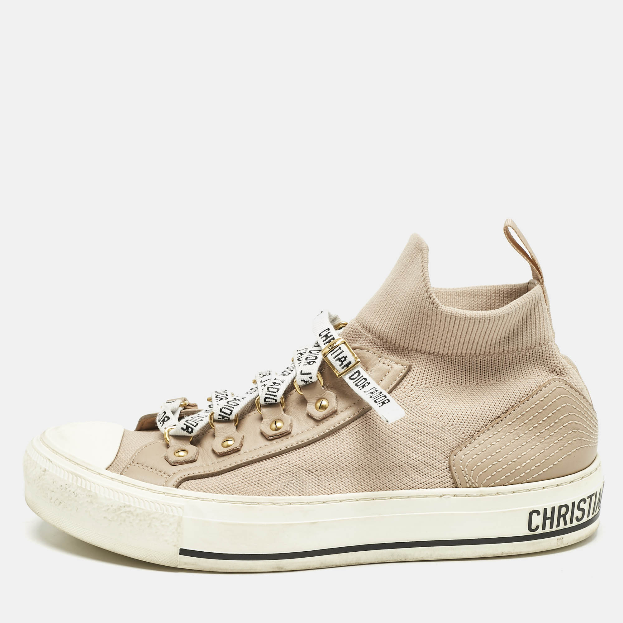 

Dior Beige Knit Fabric Walk'n'Dior High Top Sneakers Size