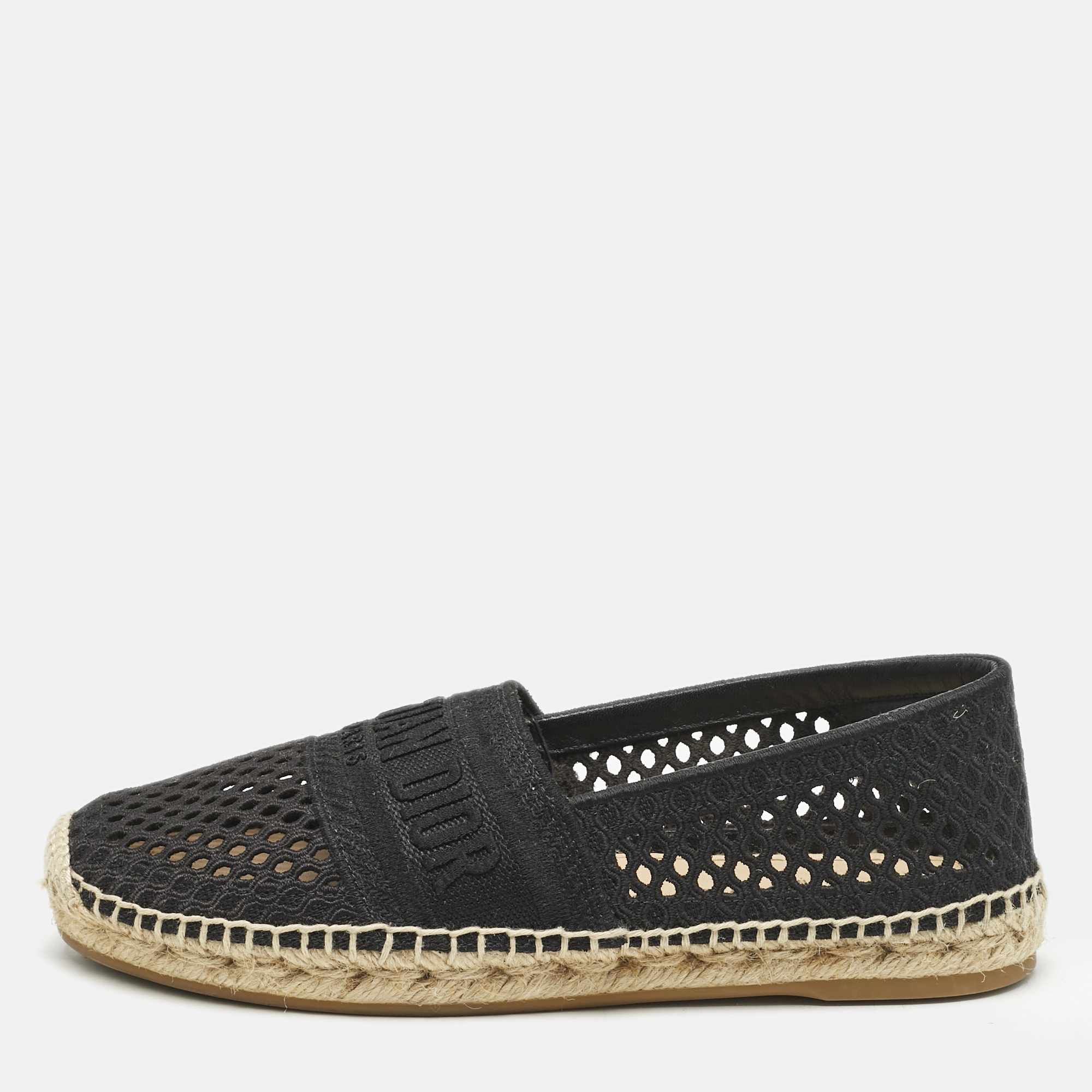 

Dior Black Fabric Granville Espadrille Flats Size