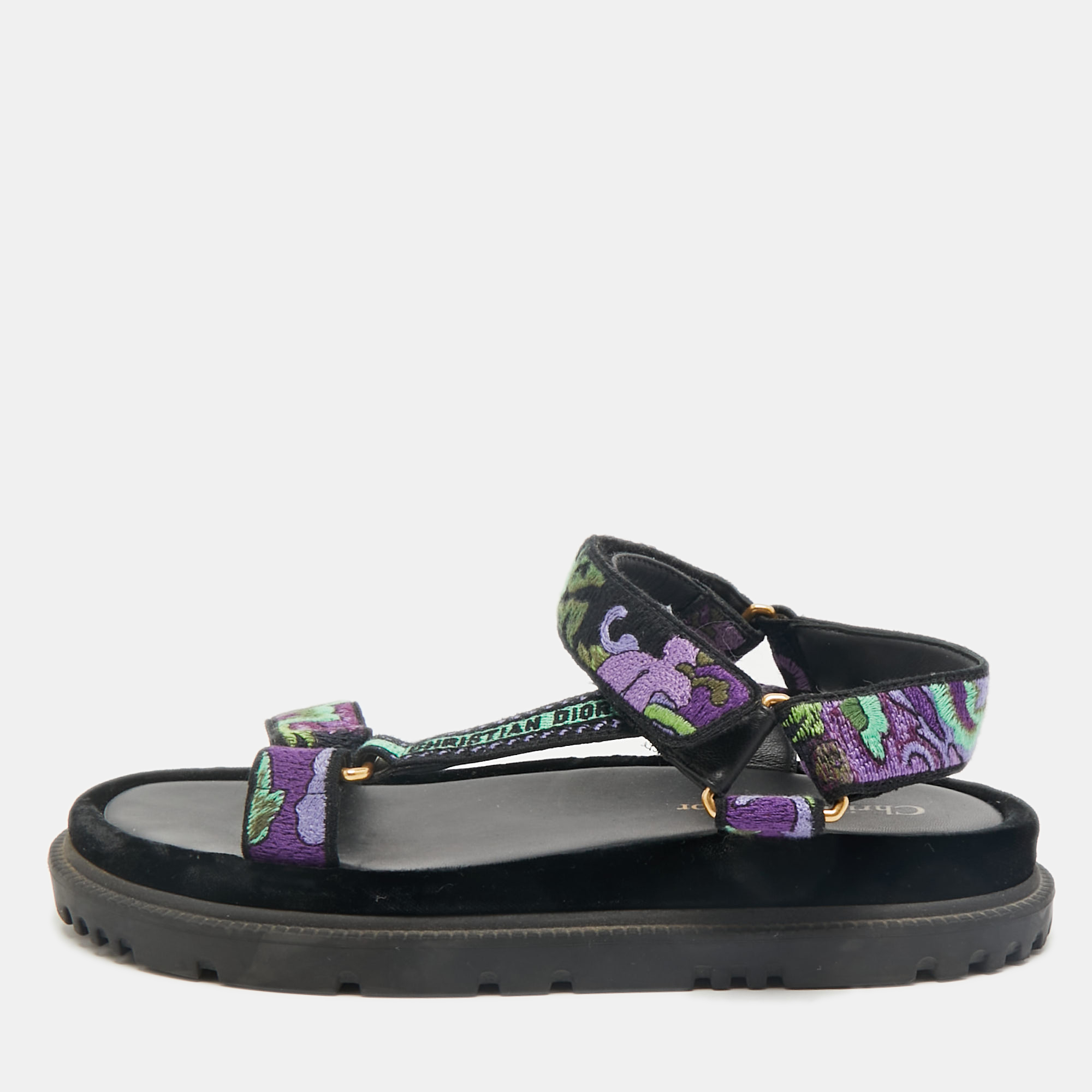 

Dior Multicolor Brocade Fabric D-wave Ankle Strap Sandals Size