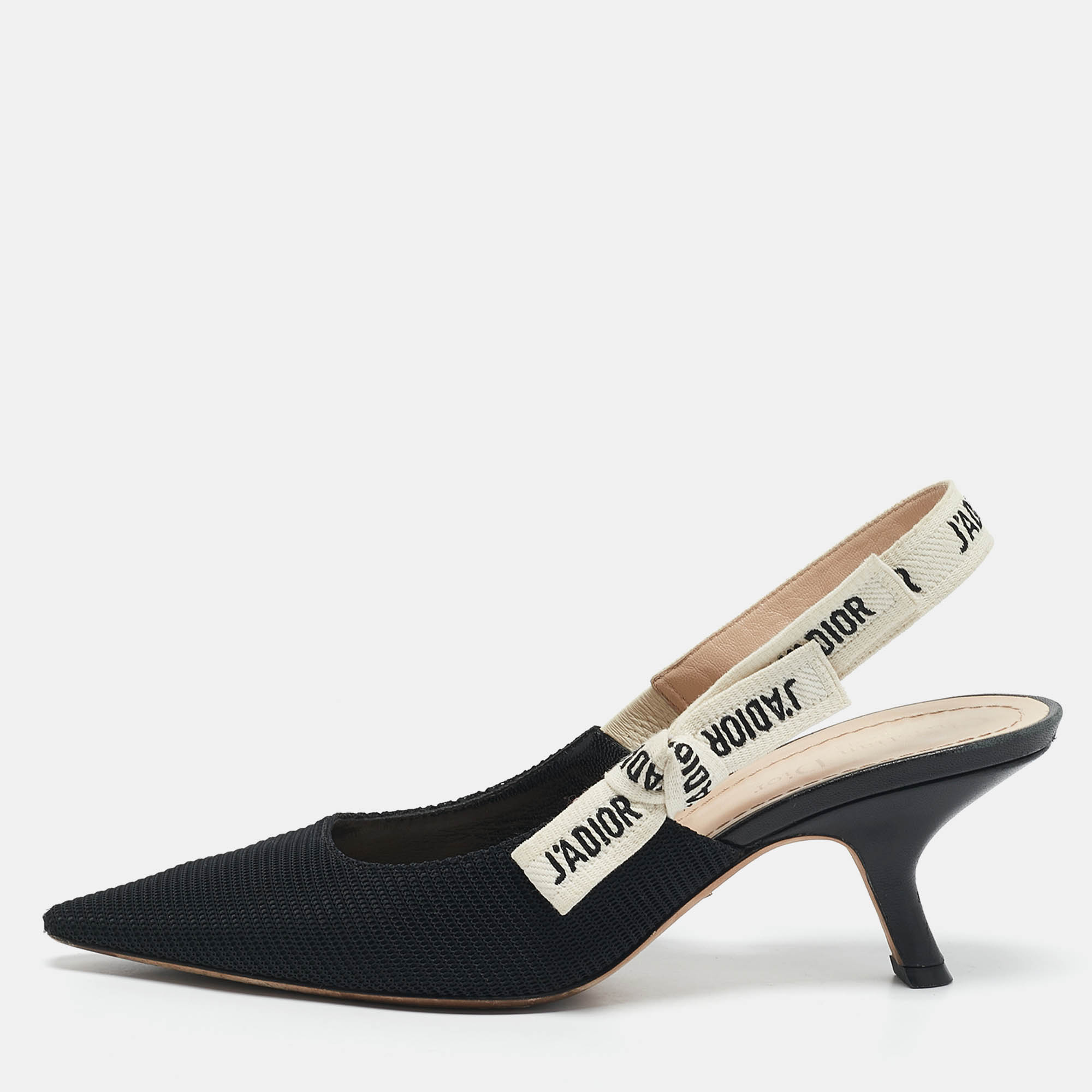 

Dior Black Technical Fabric J'adior Slingback Pumps Size