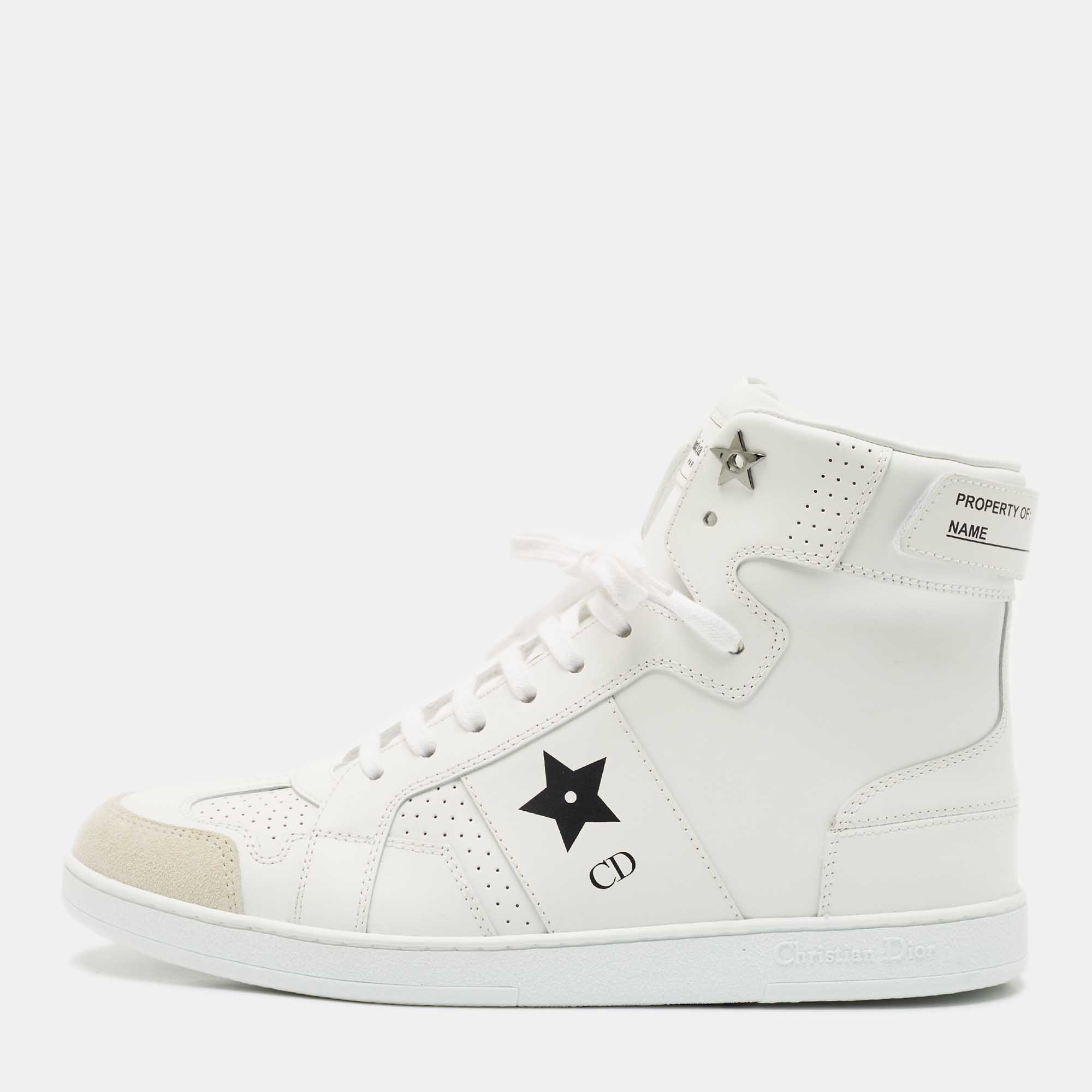 

Dior White Leather and Suede Ors High Top Sneakers Size