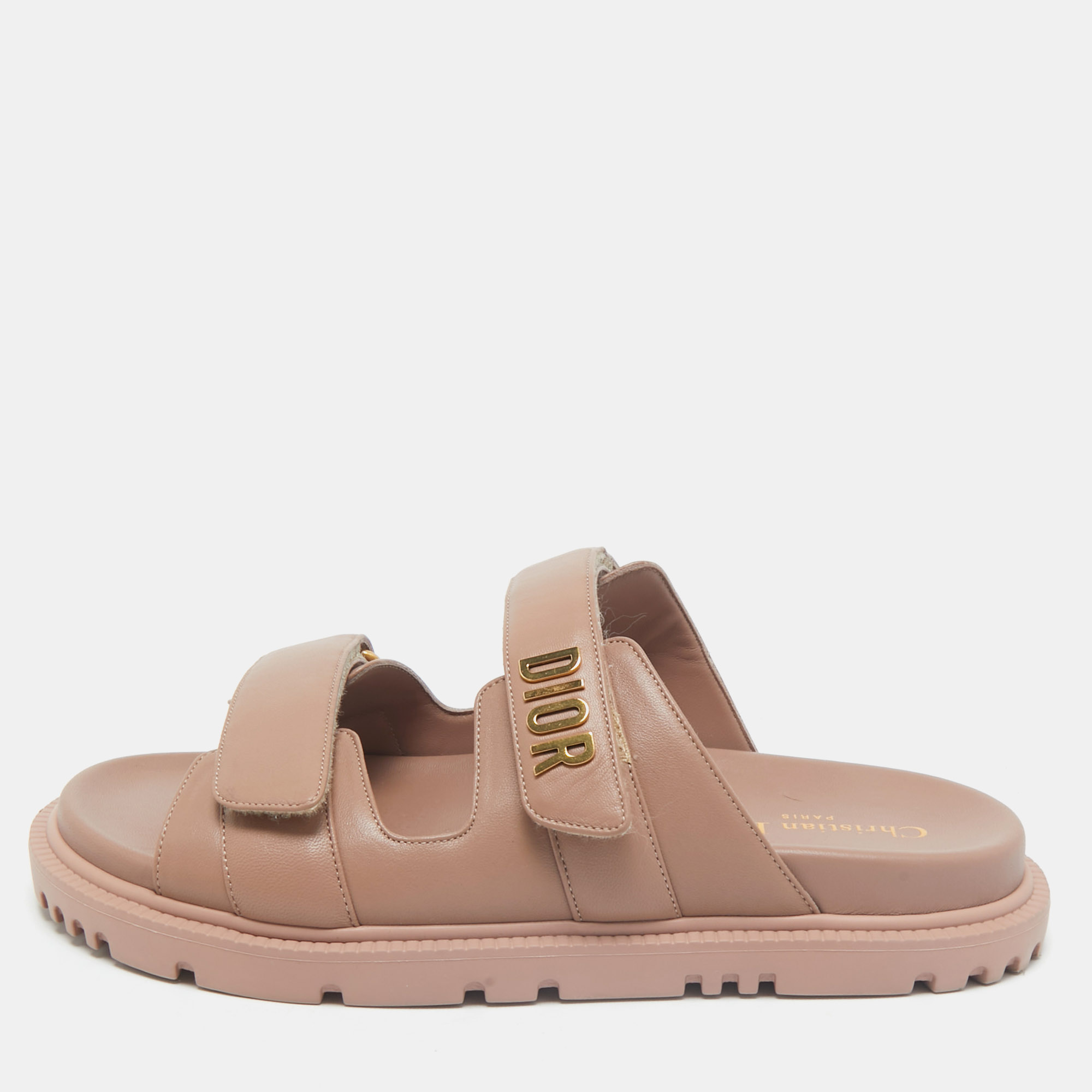 

Dior Pink Leather DiorAct Flat Sandals Size