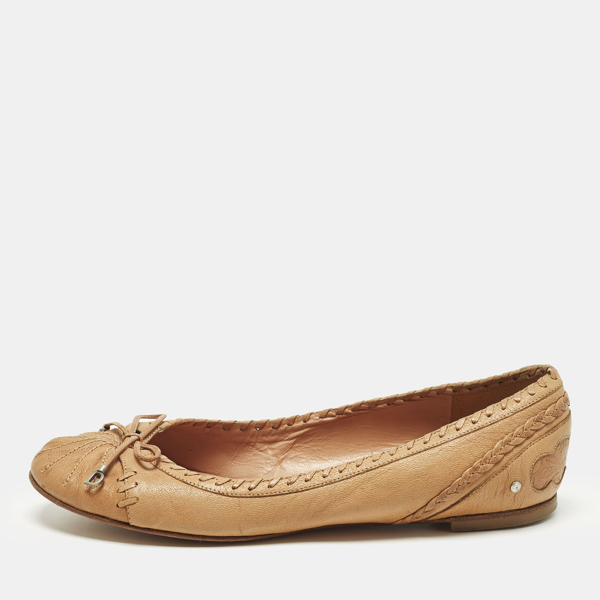 

Dior Bow Size  Tan Leather Ballet Flats