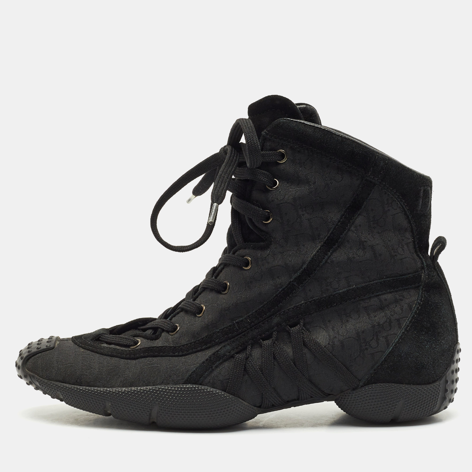 

Dior Black Oblique Canvas and Suede High Top Sneakers Size